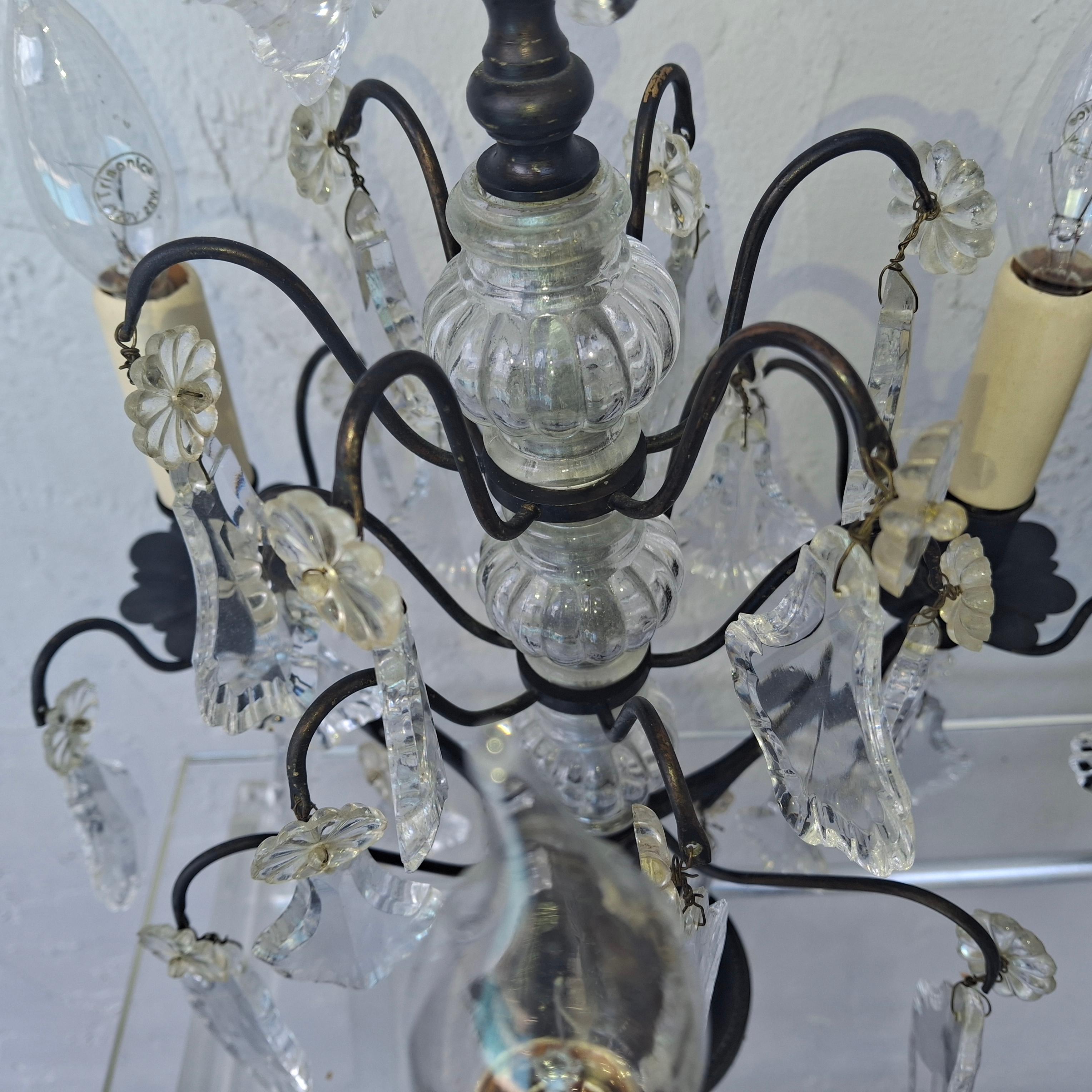 1940's French Regency Black Patinated Bronze/ Cut Crystal Table Lamp by Baccarat in vendita 4