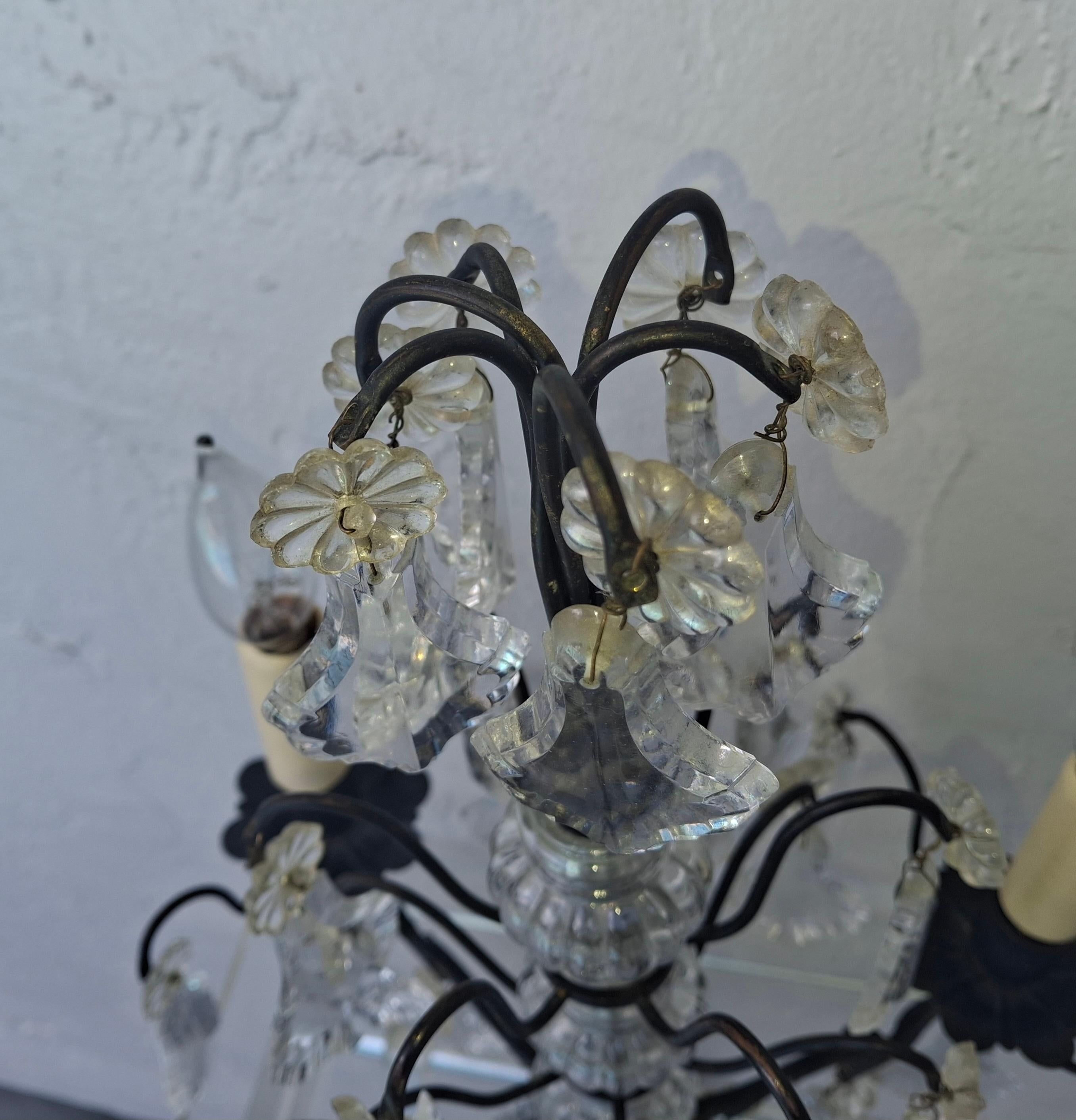 1940's French Regency Black Patinated Bronze/ Cut Crystal Table Lamp by Baccarat in vendita 6