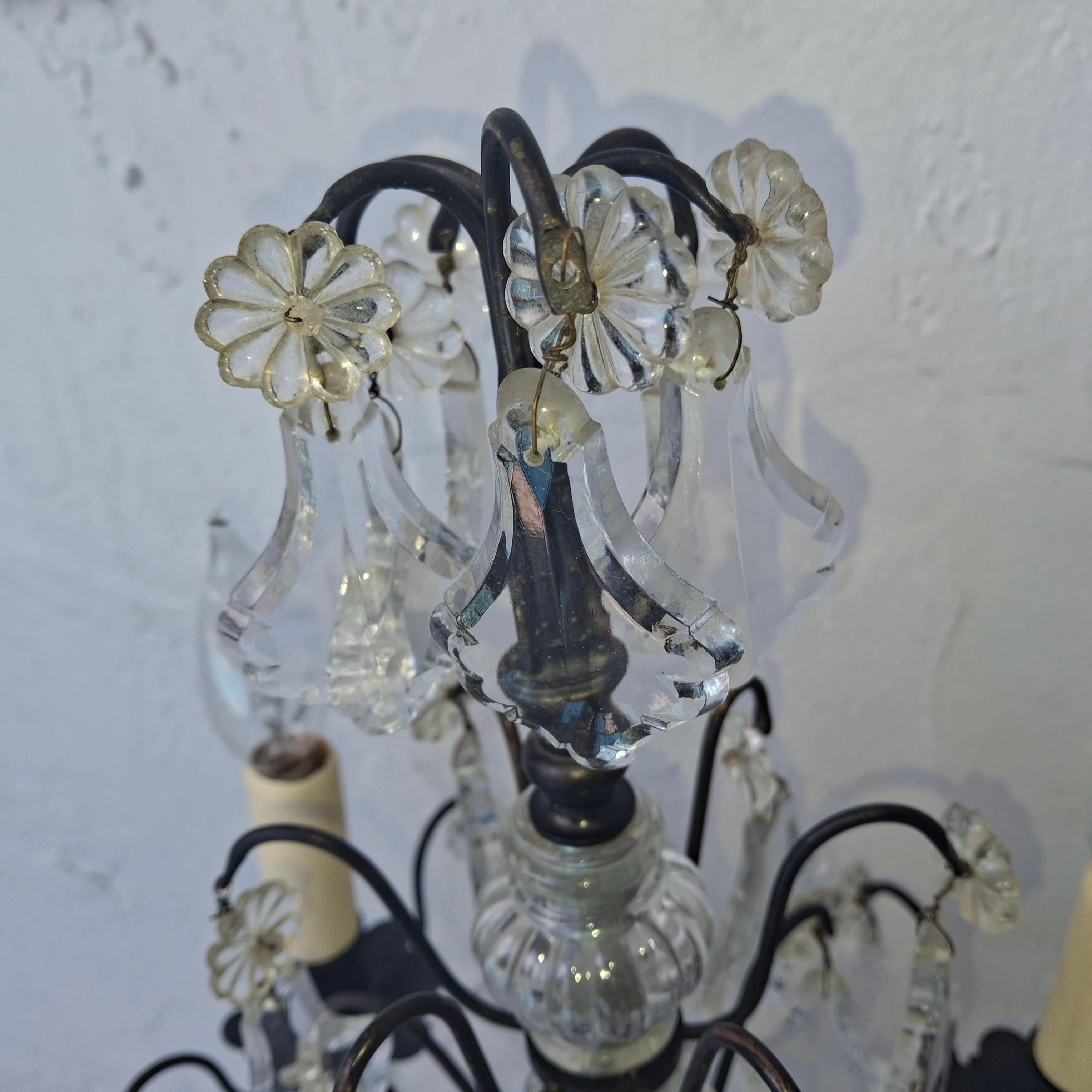 1940's French Regency Black Patinated Bronze/ Cut Crystal Table Lamp by Baccarat in vendita 12