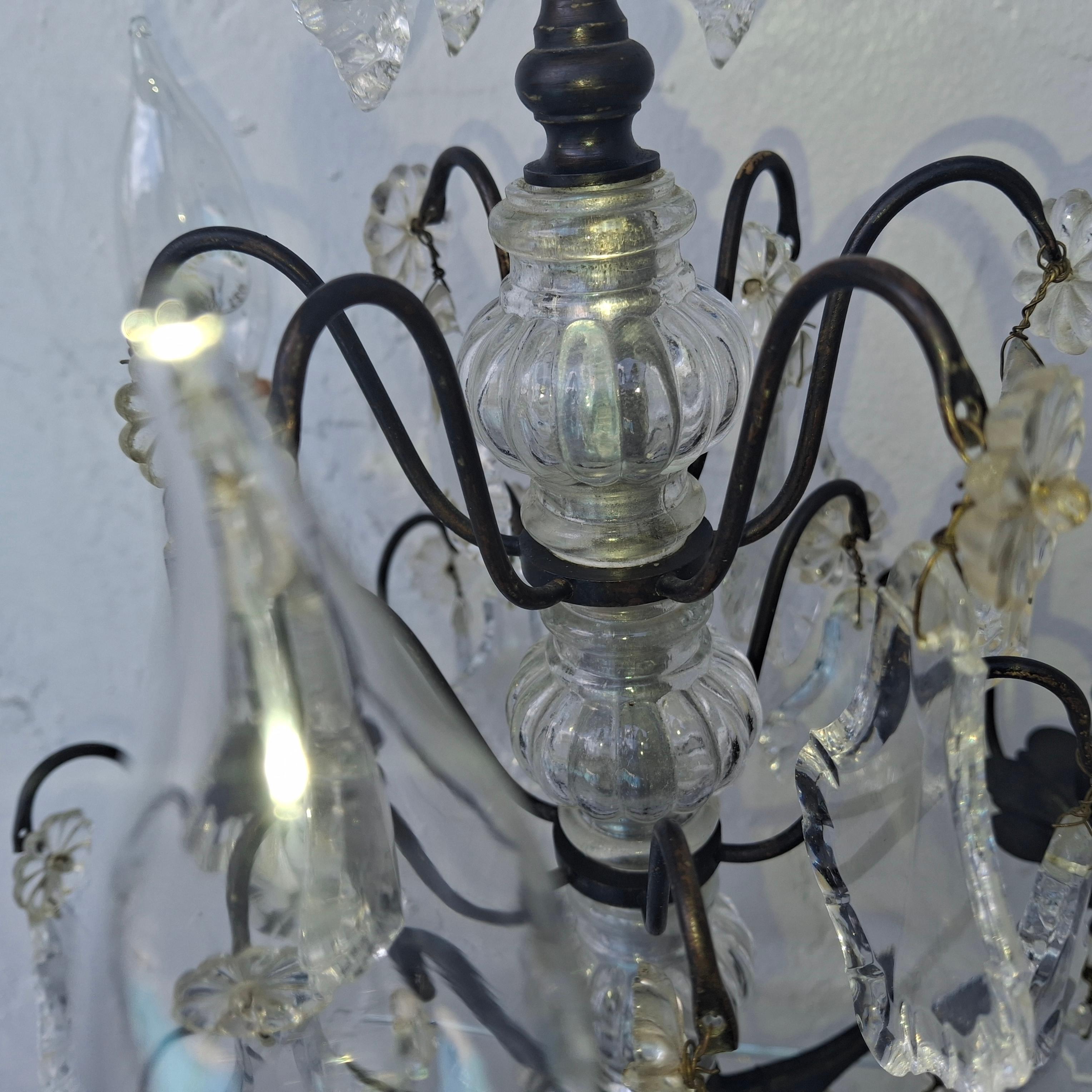 1940's French Regency Black Patinated Bronze/ Cut Crystal Table Lamp by Baccarat in vendita 2