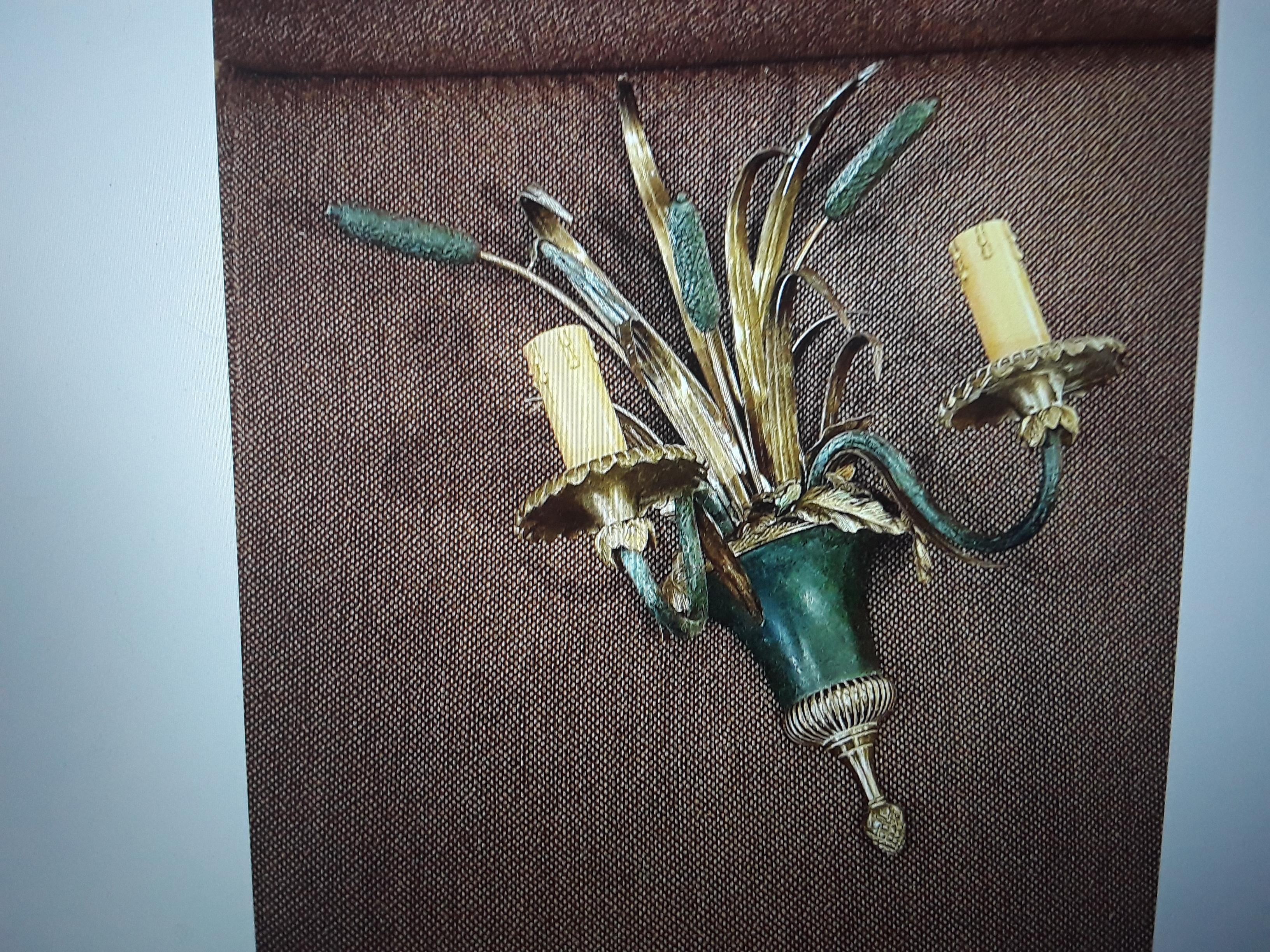 1940s French Regency Gilt &Patinated Bronze Floral Wall Sconce by Maison Charles For Sale 8