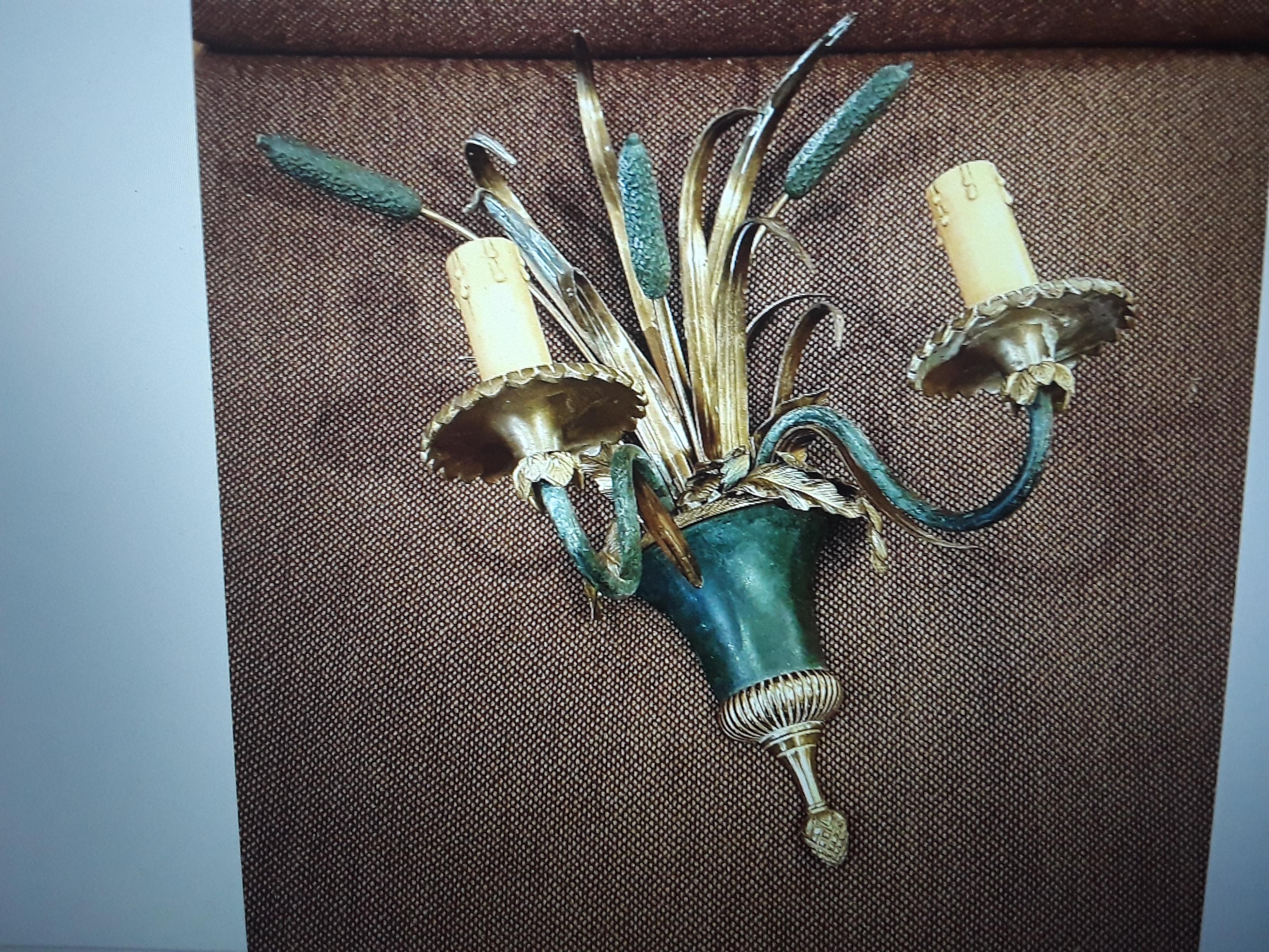 1940s French Regency Gilt &Patinated Bronze Floral Wall Sconce by Maison Charles For Sale 9