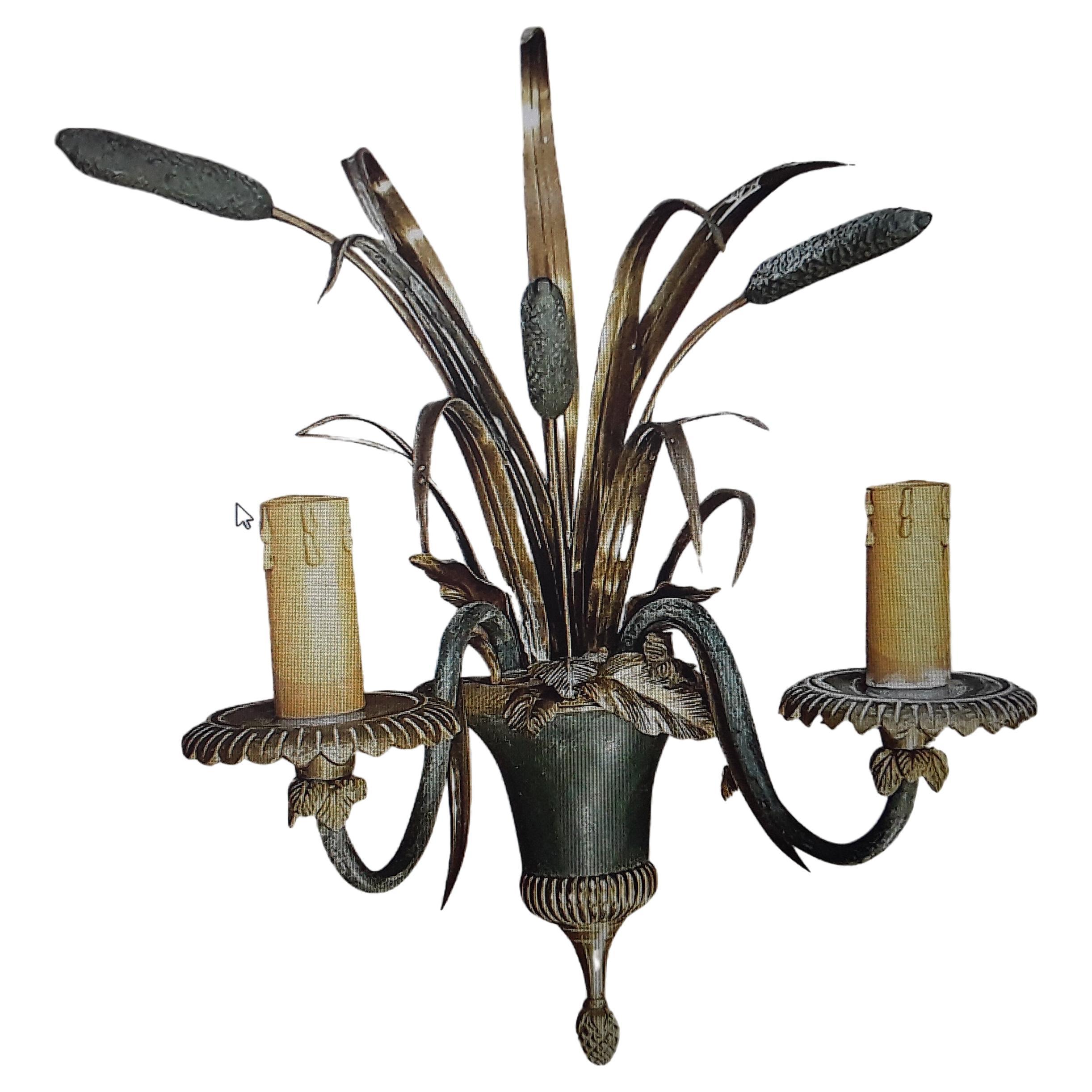 1940s French Regency Gilt &Patinated Bronze Floral Wall Sconce by Maison Charles For Sale