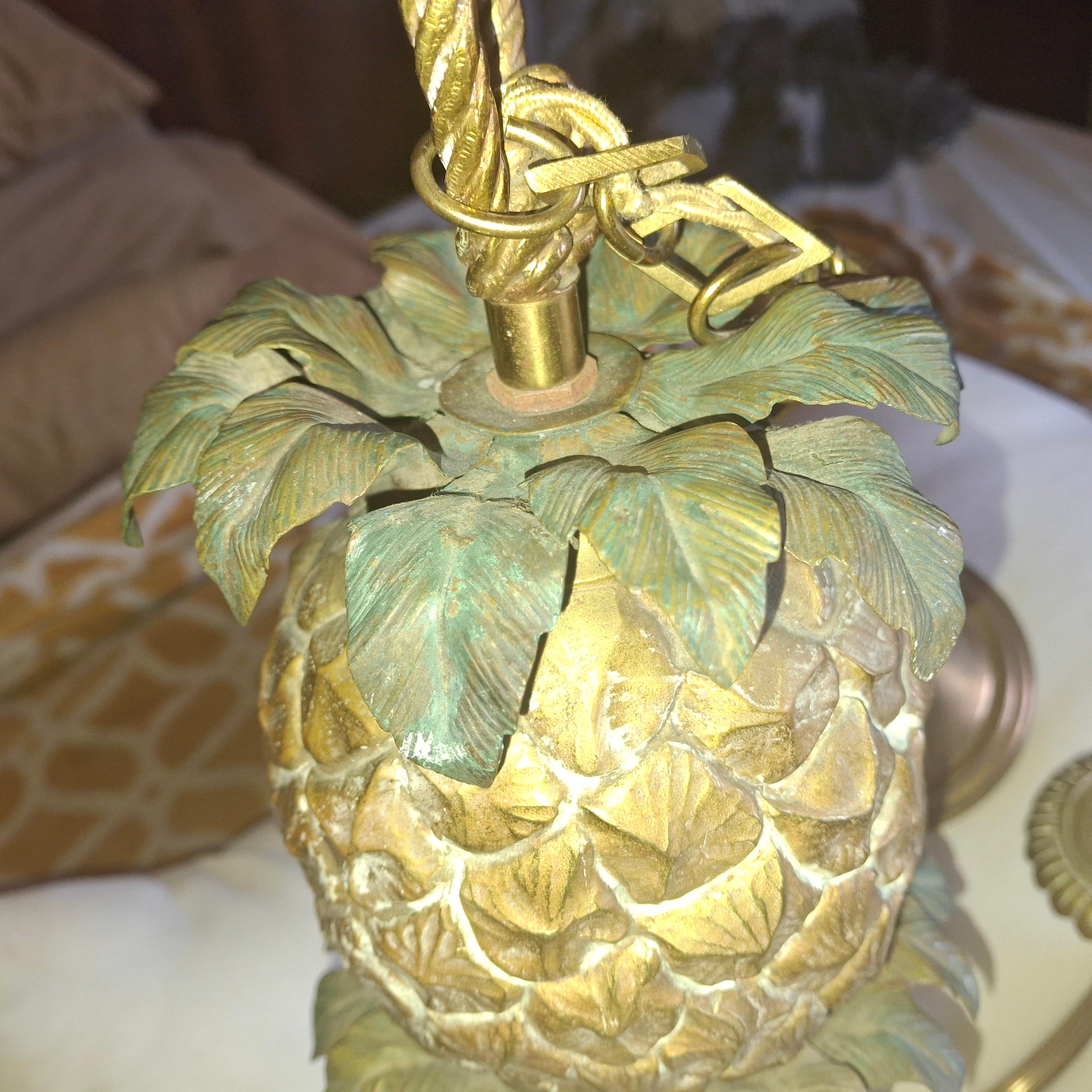 Lampadario ananas della Reggenza francese del 1940 in bronzo dorato e patinato Maison Charles in vendita 4