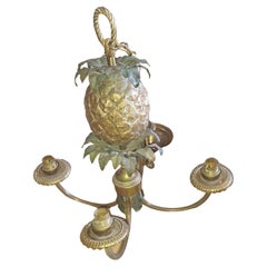 1940's French Regency Gilt& Patinated Bronze Pineapple Chandelier Maison Charles