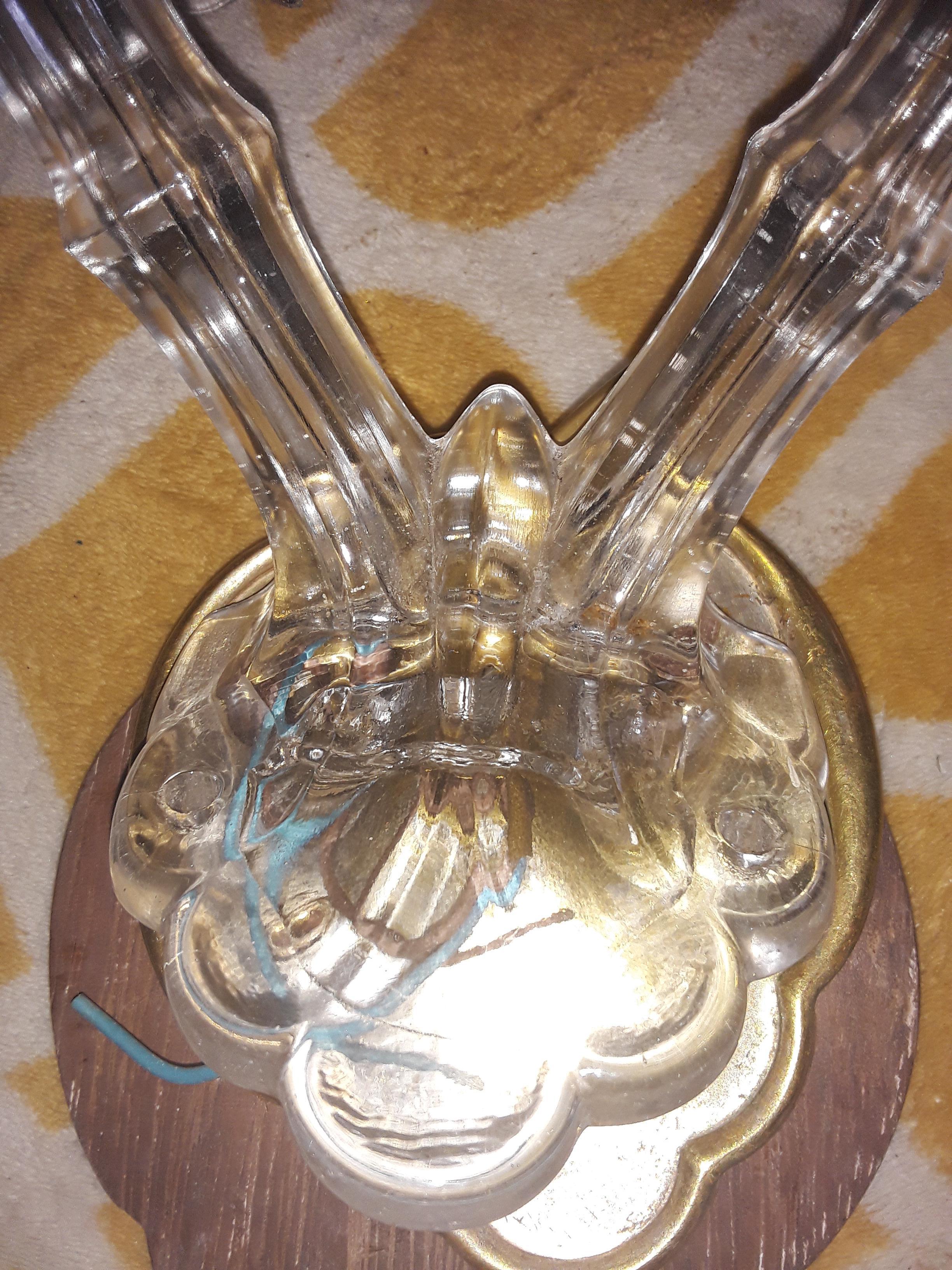 1940s French Regency Rare Crystal/ Art Glass Star/ Foliate Wall Sconce Lighting For Sale 11