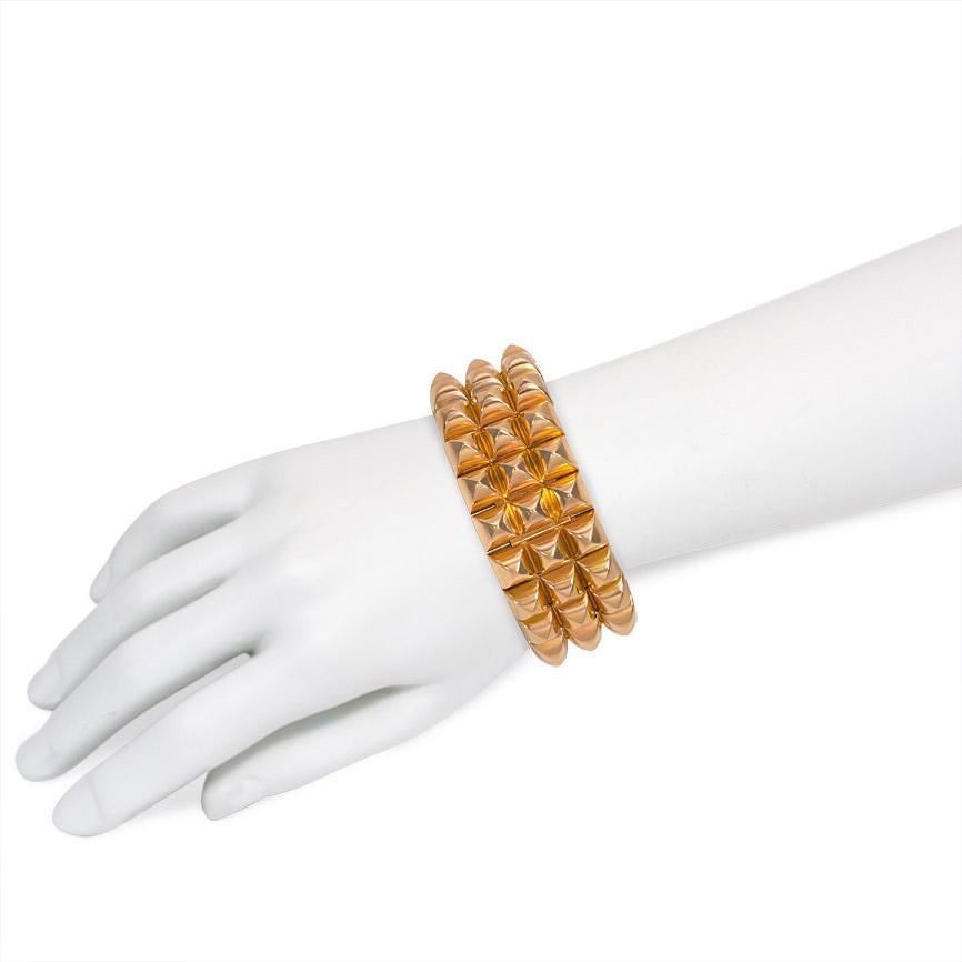 1940s French Rose Gold Bracelet of Pyramid-Shaped Links In Good Condition In New York, NY