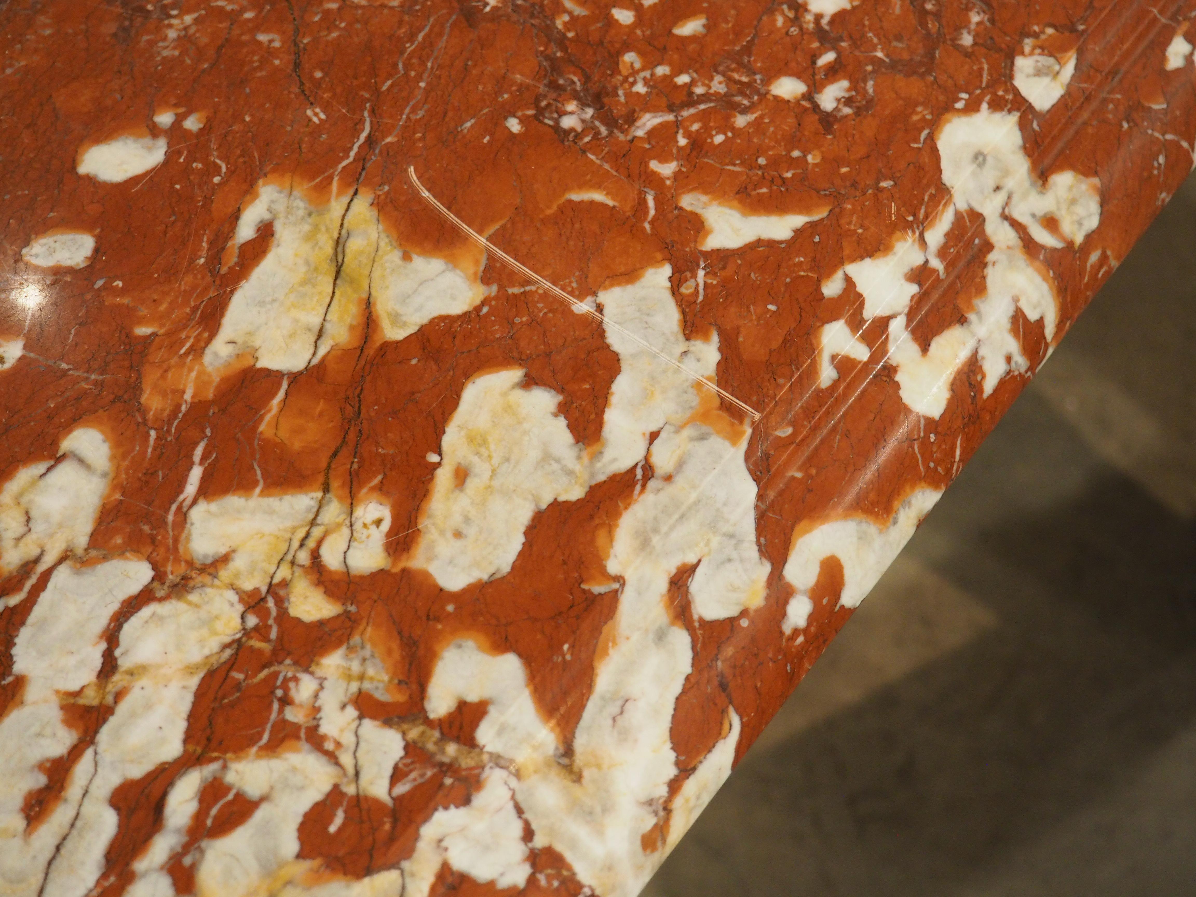 1940s French Rouge de Languedoc Marble Table with Parisian Limestone Bases 9