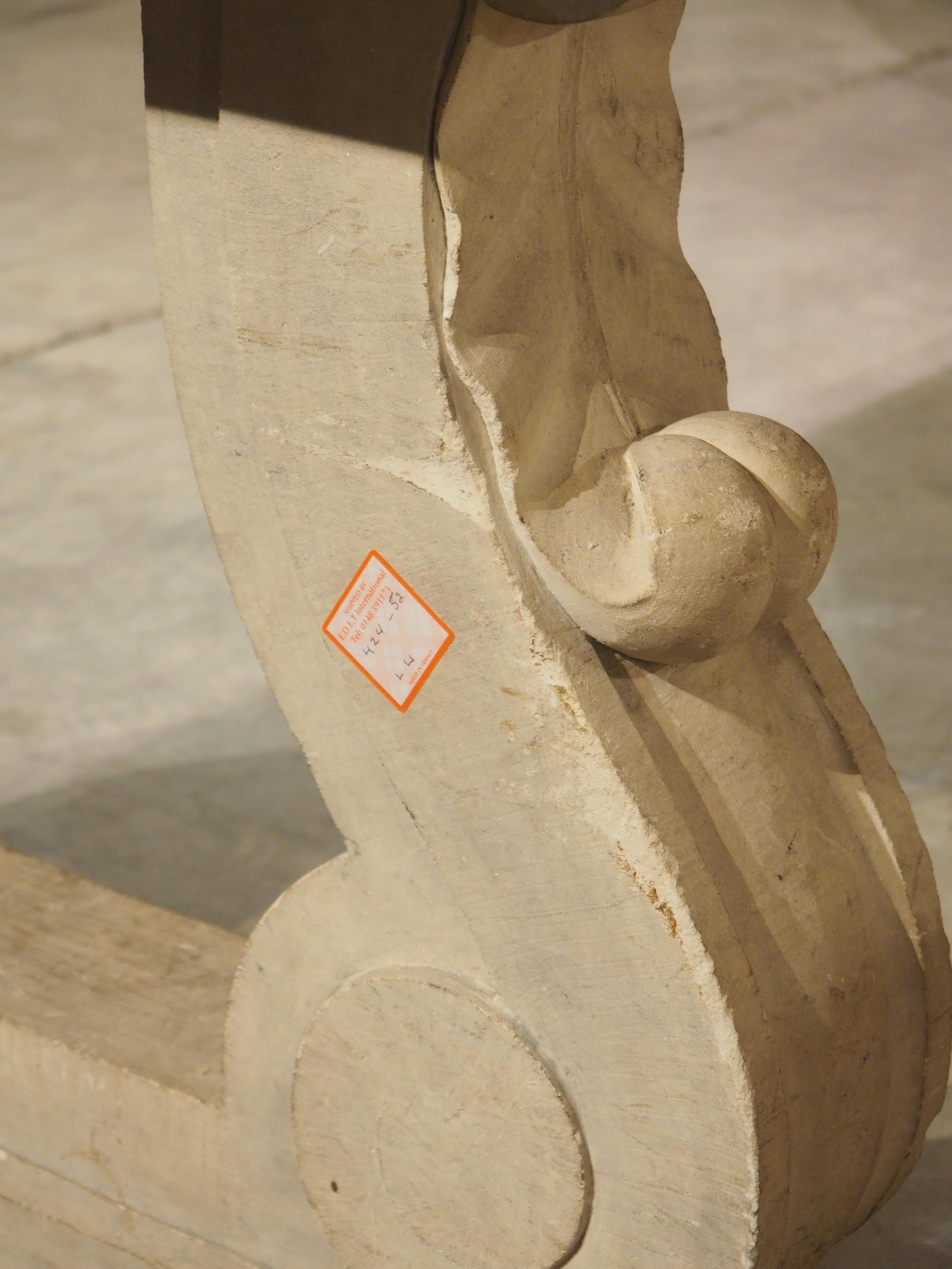 1940s French Rouge de Languedoc Marble Table with Parisian Limestone Bases 10