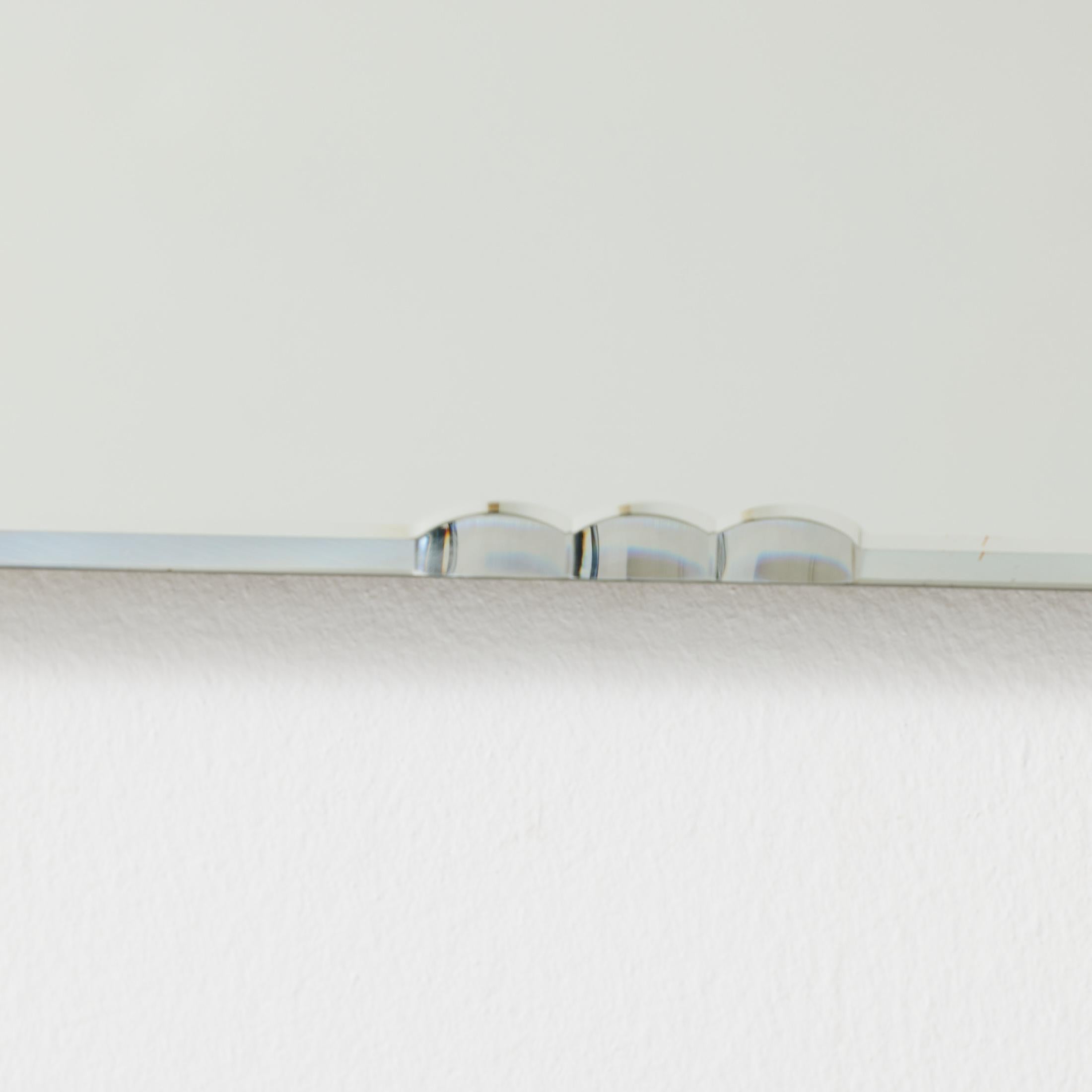 Mid-Century Modern 1940s French Rounded Mirror with Visible Clips and Patina For Sale