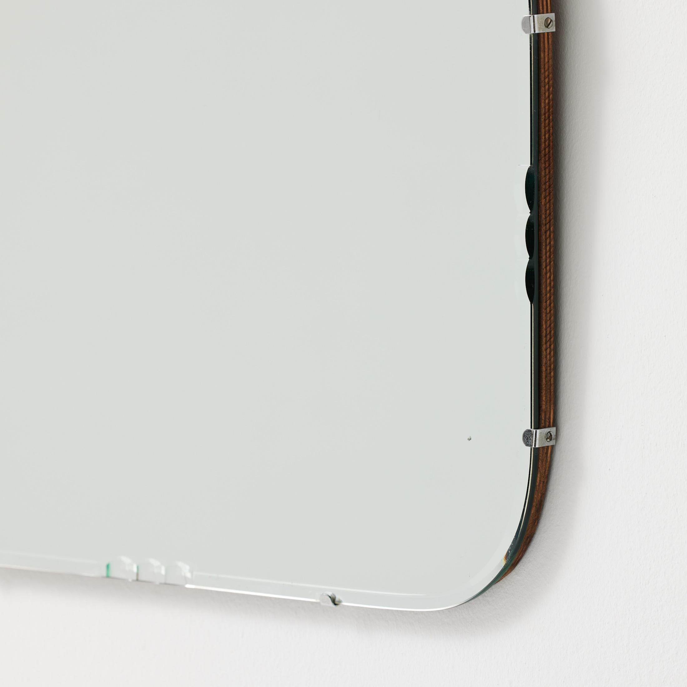 1940s French Rounded Mirror with Visible Clips and Patina For Sale 2
