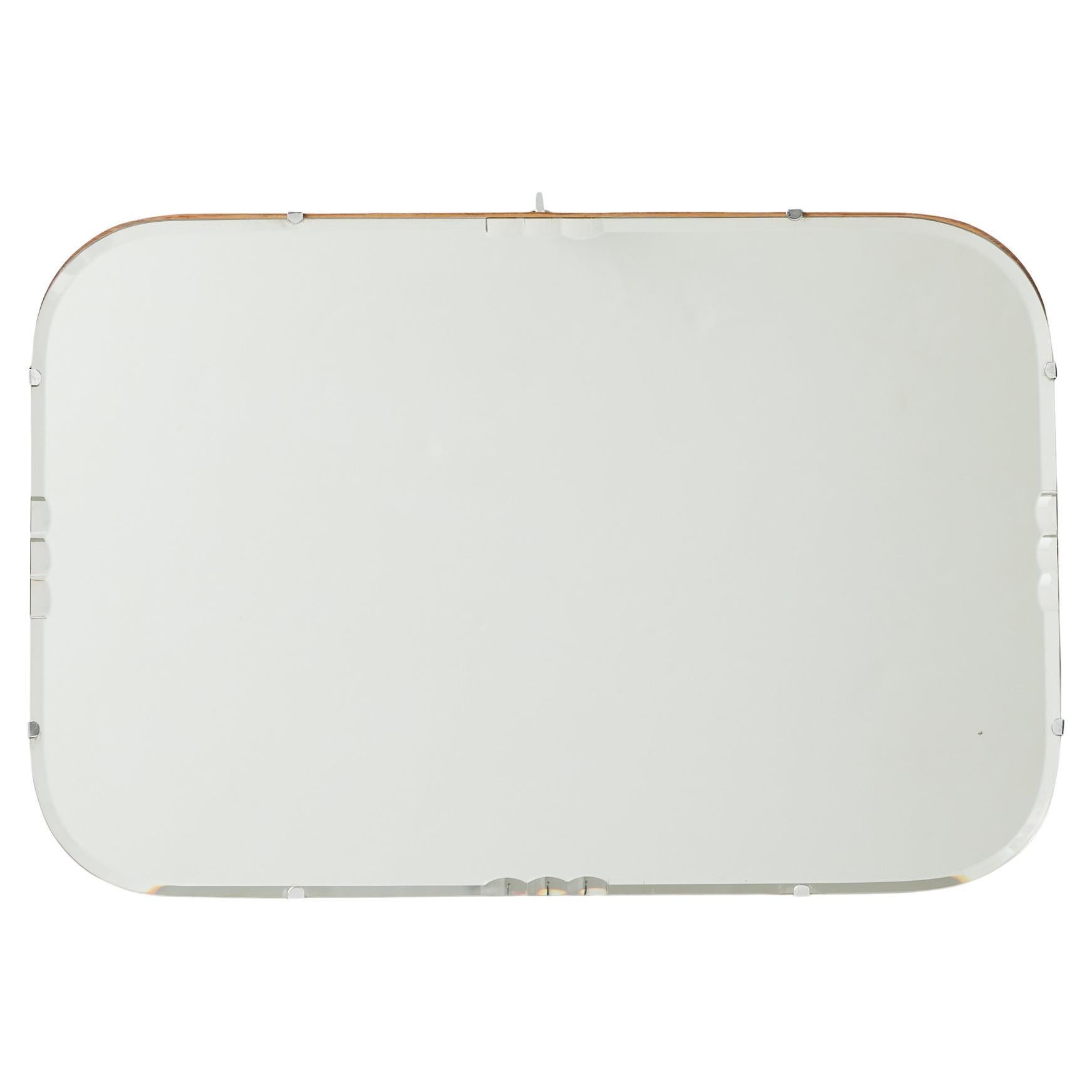 1940s French Rounded Mirror with Visible Clips and Patina For Sale