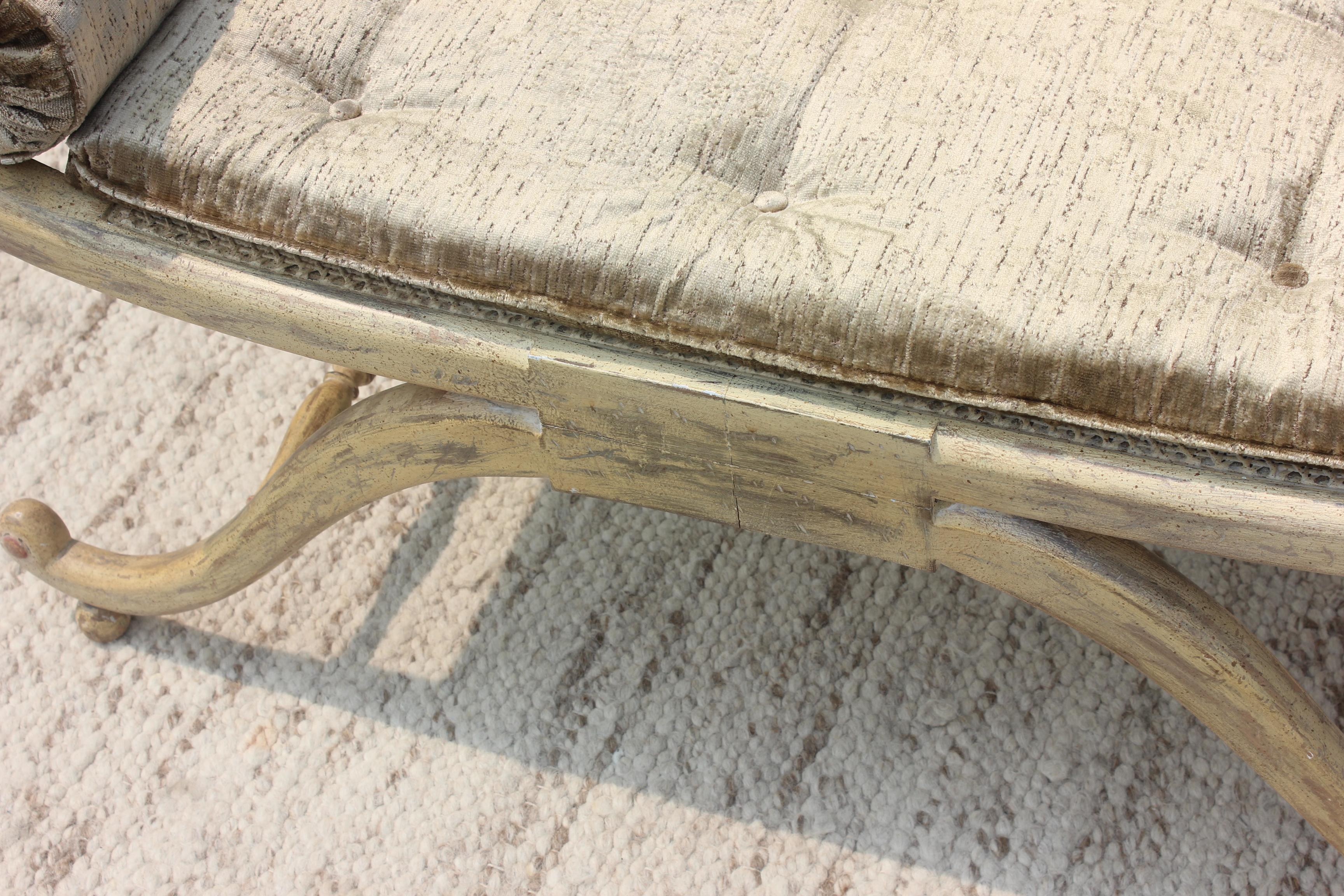 1940s French Scroll Arm Bench 3