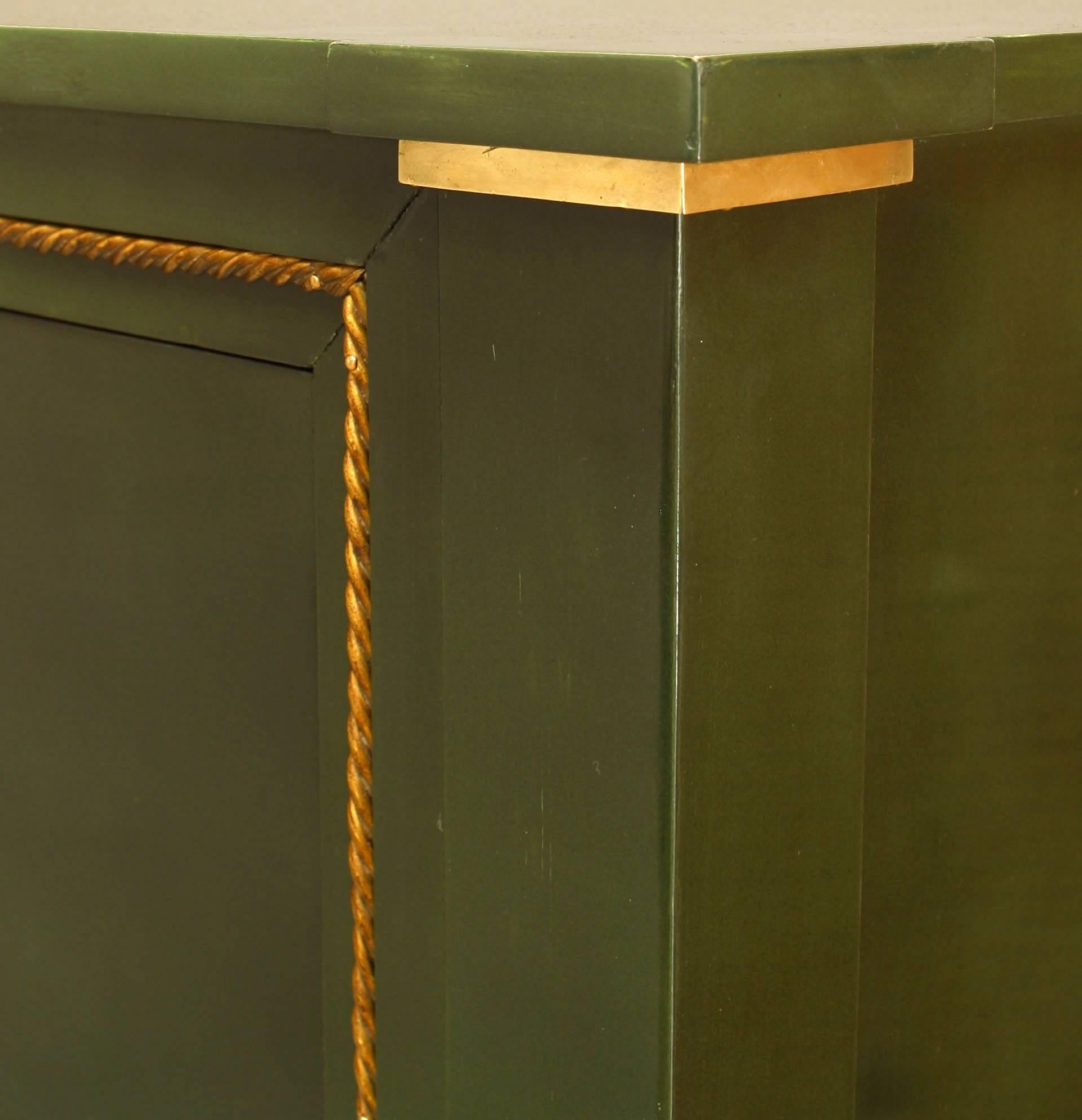 Ramsay French Mid-Century Dark Green Lacquered Secretary For Sale 3
