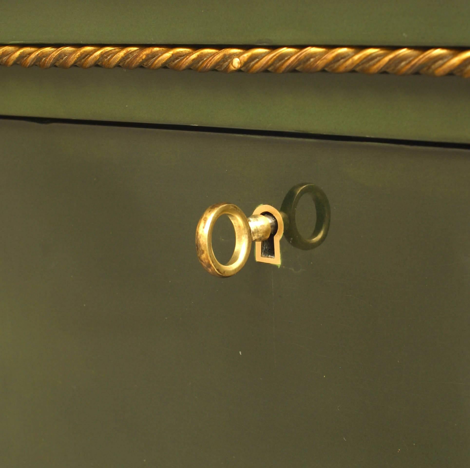 Ramsay French Mid-Century Dark Green Lacquered Secretary For Sale 4