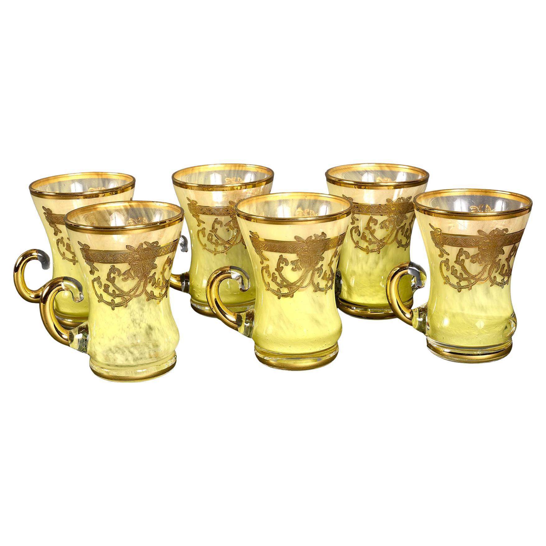 1940er Jahre Französisch signiert Satz von sechs Kristallgläsern (Art déco) im Angebot