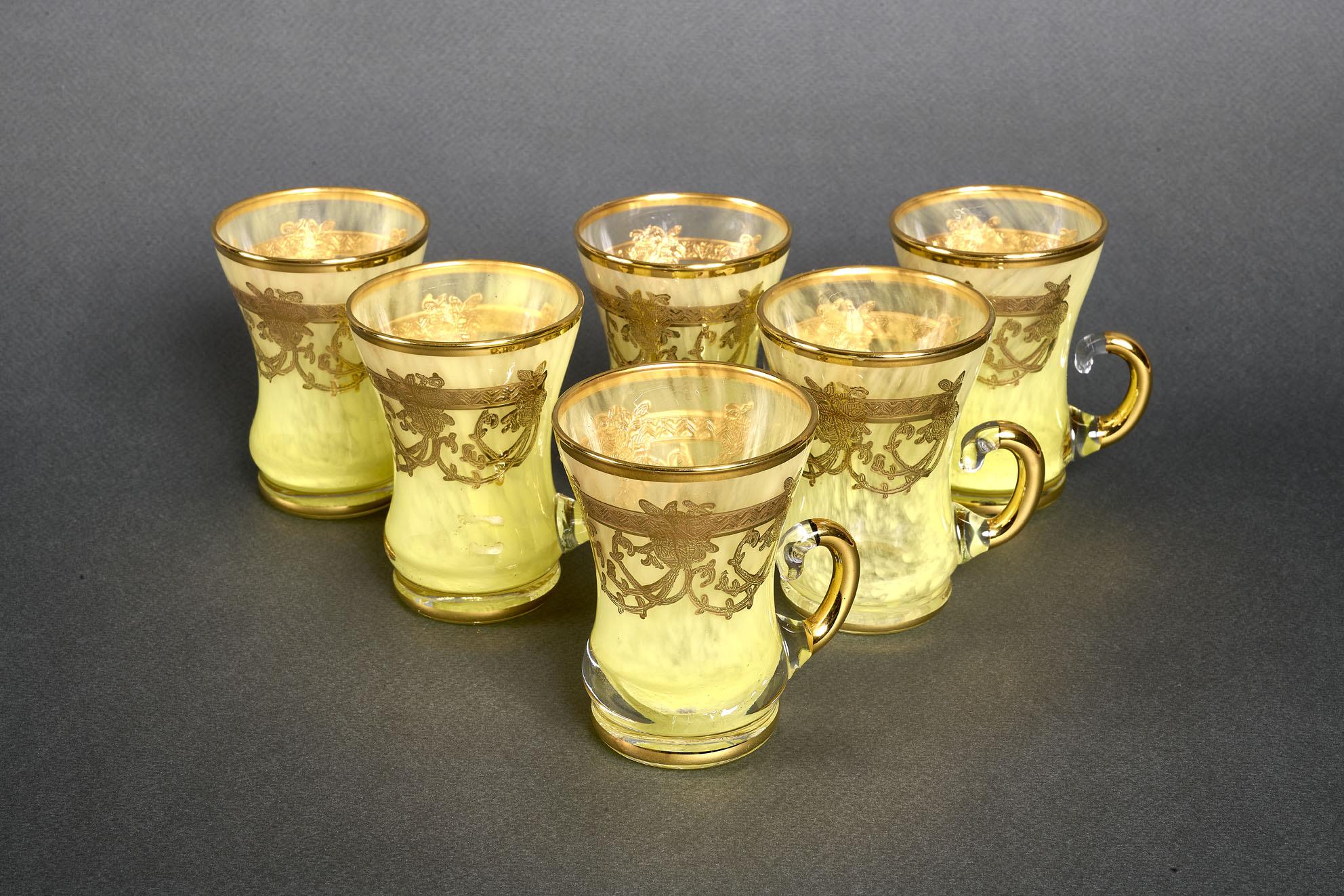 1940er Jahre Französisch signiert Satz von sechs Kristallgläsern im Zustand „Gut“ im Angebot in Roma, IT