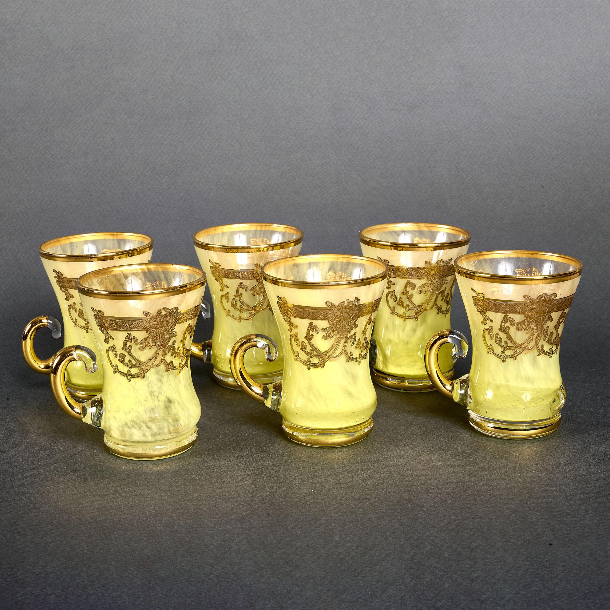 1940er Jahre Französisch signiert Satz von sechs Kristallgläsern