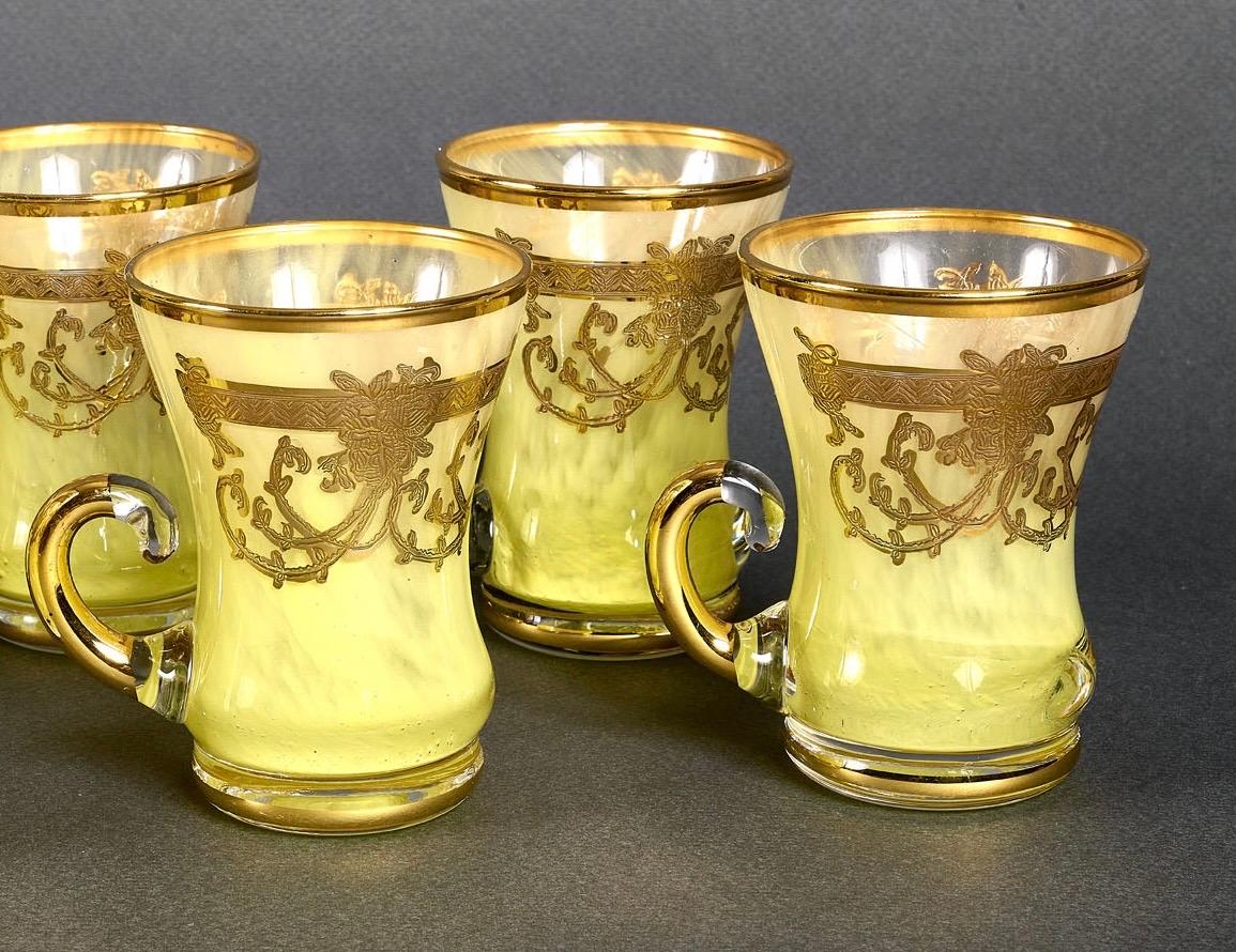 1940er Jahre Französisch signiert Satz von sechs Kristallgläsern im Angebot 1