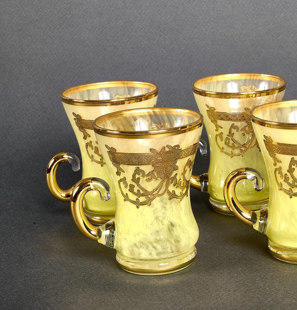 1940er Jahre Französisch signiert Satz von sechs Kristallgläsern im Angebot 2