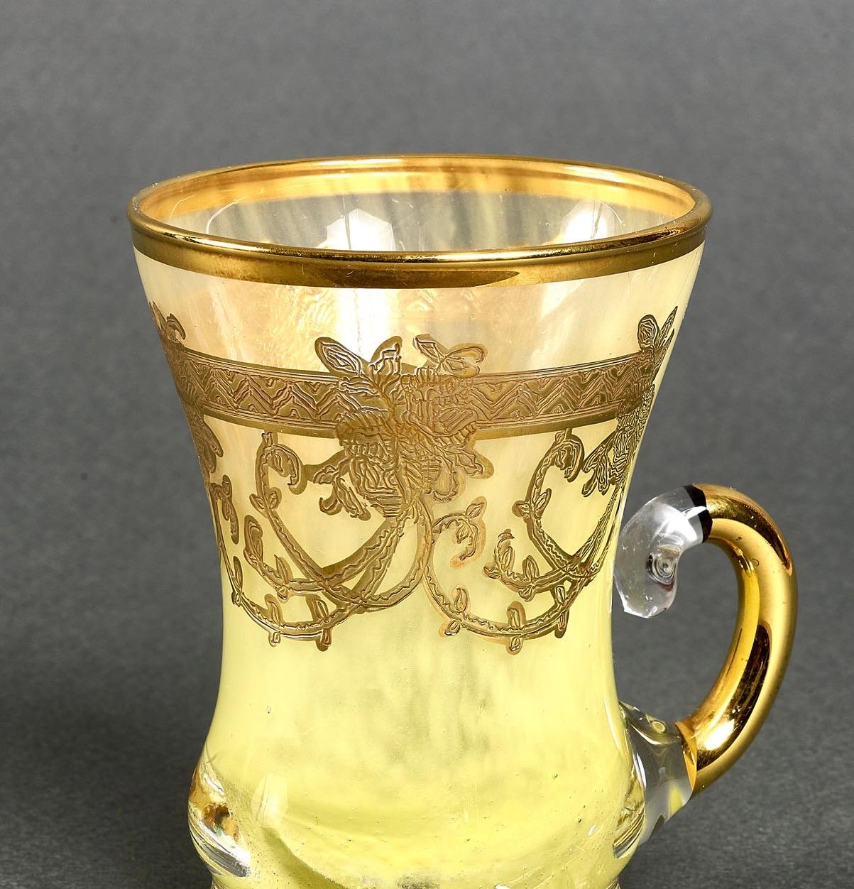 1940er Jahre Französisch signiert Satz von sechs Kristallgläsern im Angebot 3