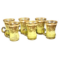 1940er Jahre Französisch signiert Satz von sechs Kristallgläsern