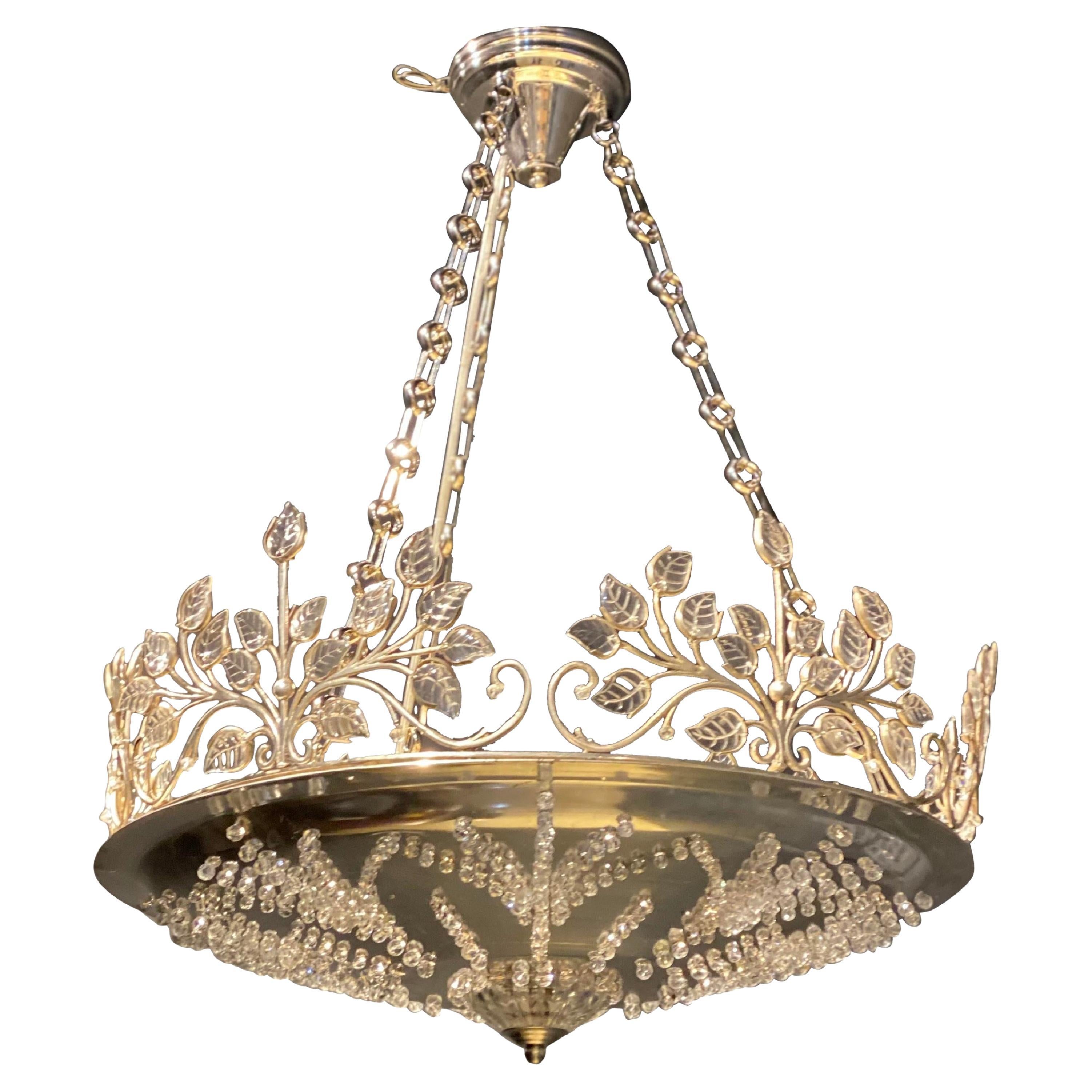 1940’s French Silver Plated Light Fixture For Sale