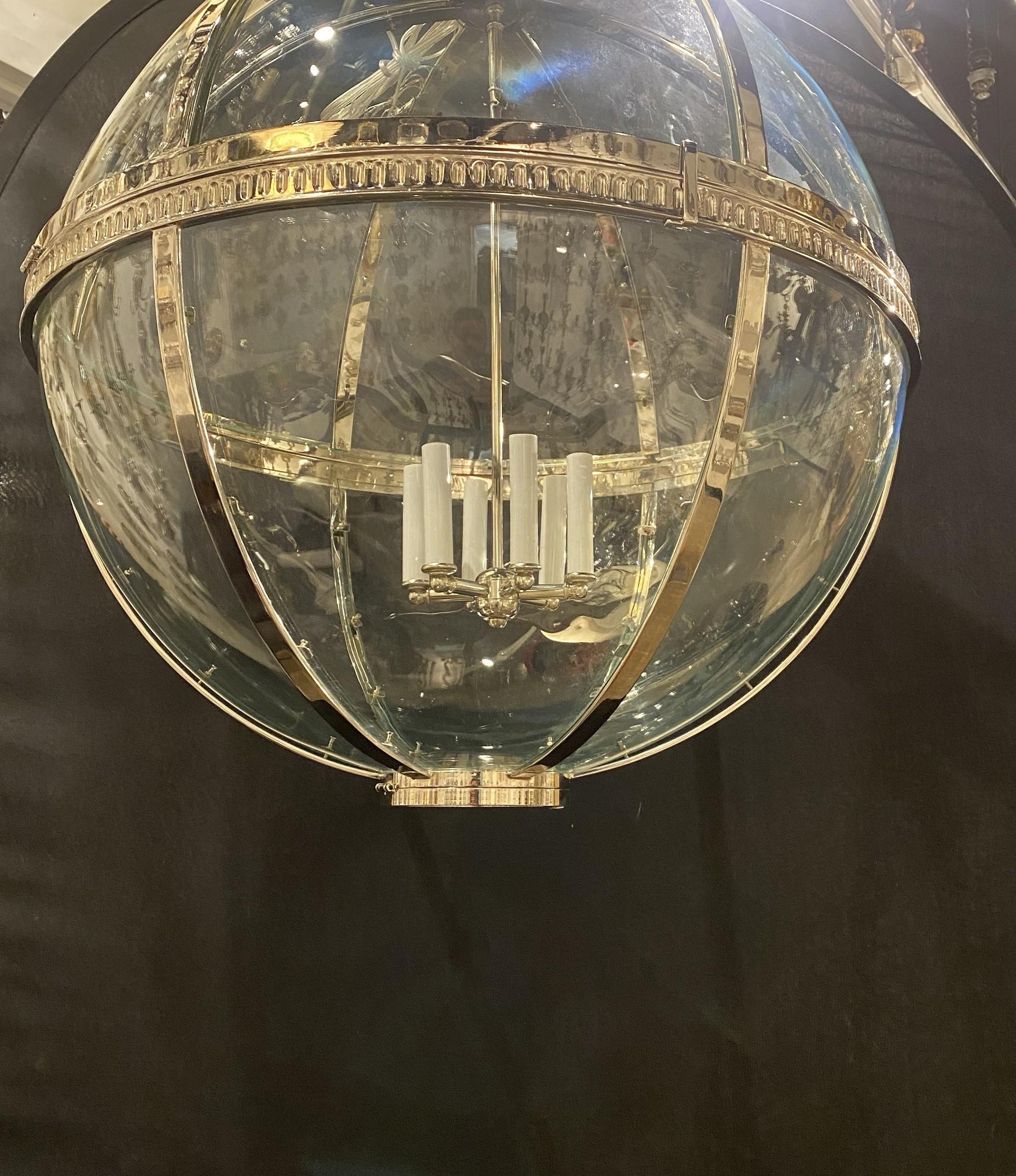 French Provincial 1940’s French Silver Plated Sphere Light Fixture For Sale