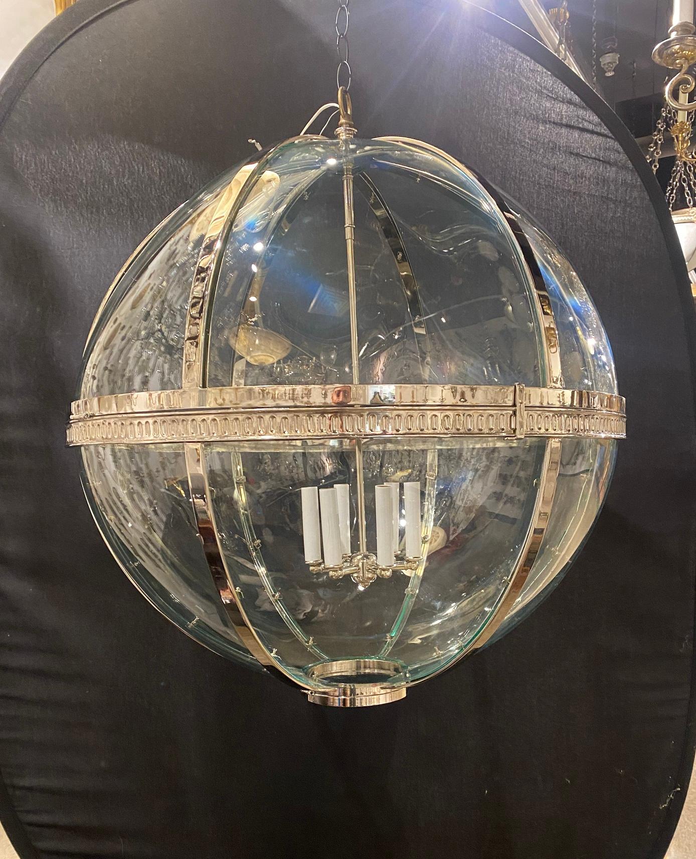Unknown 1940’s French Silver Plated Sphere Light Fixture For Sale