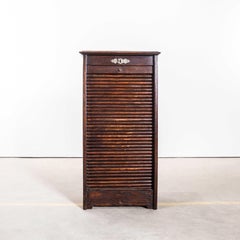 1940's French Small Oak Atelier Tambour Cabinet