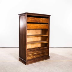 1940's French Small Oak Atelier Tambour Cabinet