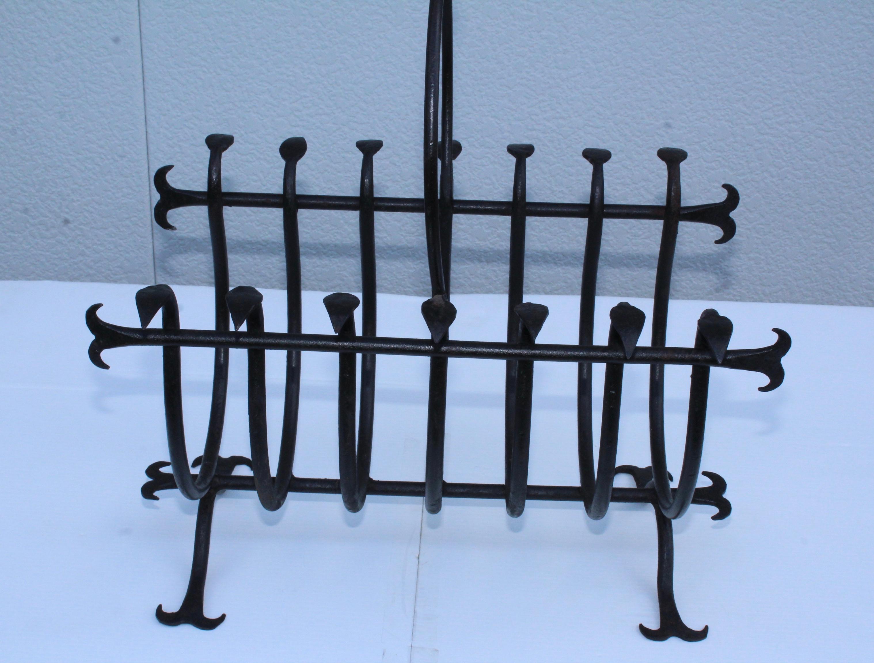 1940s French Solid Iron Magazine Holder For Sale 6