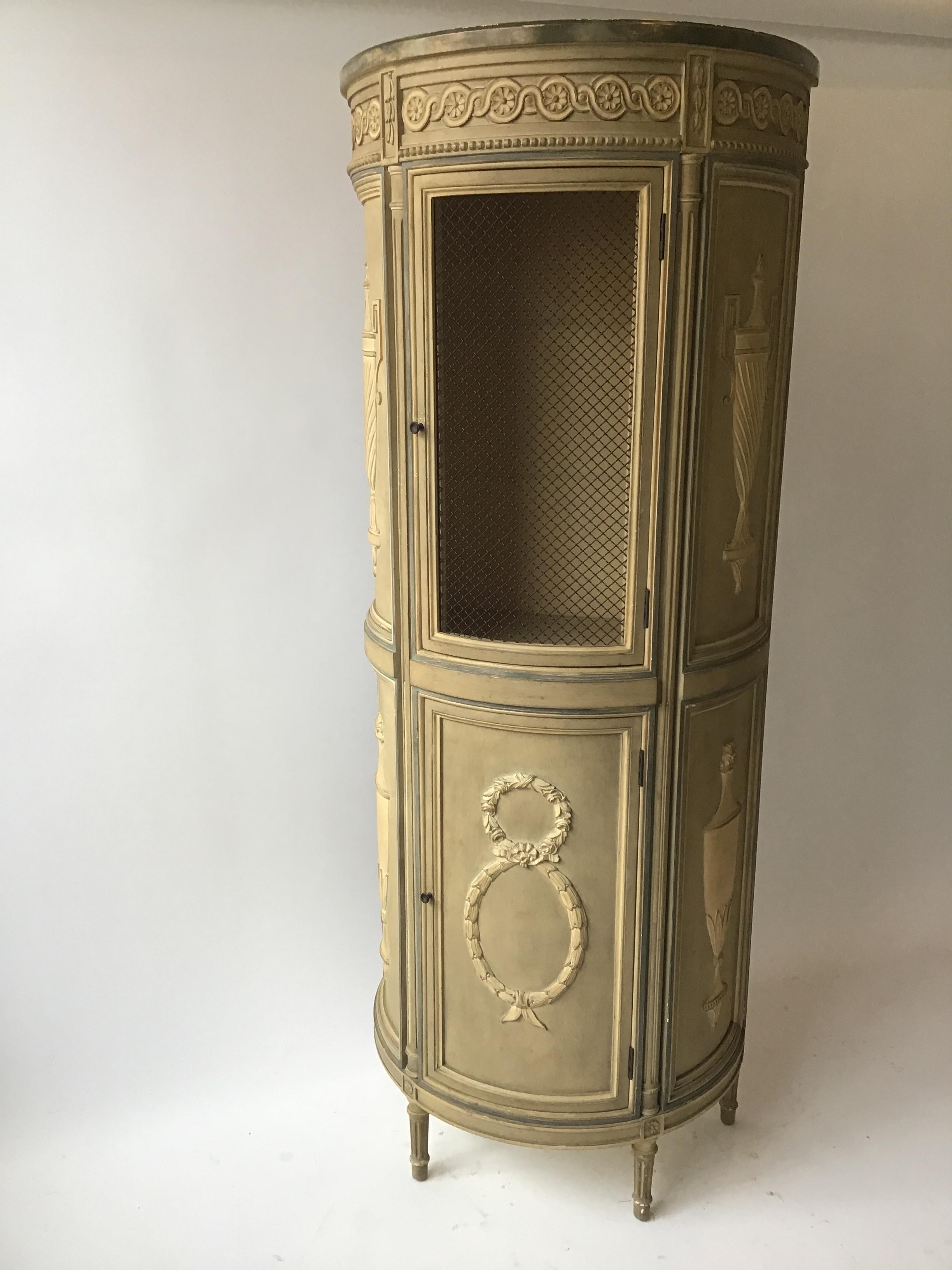 Mid-20th Century 1940s French Tall Demilune Cupboard For Sale