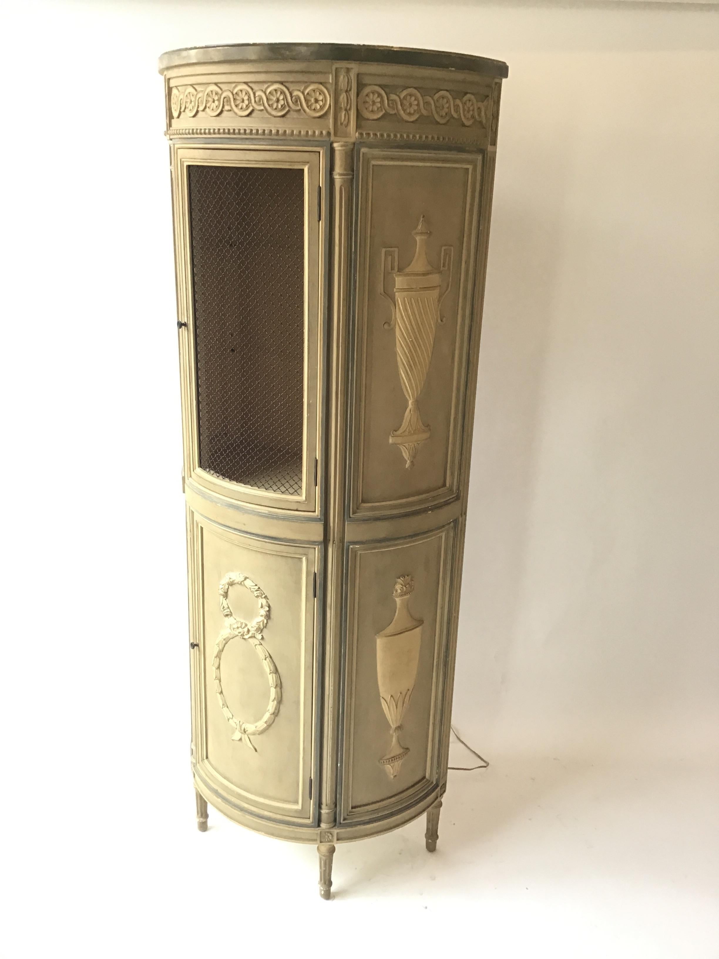 Wood 1940s French Tall Demilune Cupboard For Sale