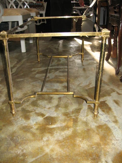 1940s French Textured Bronze Mirror and Brass Coffee Table In Good Condition For Sale In Dallas, TX