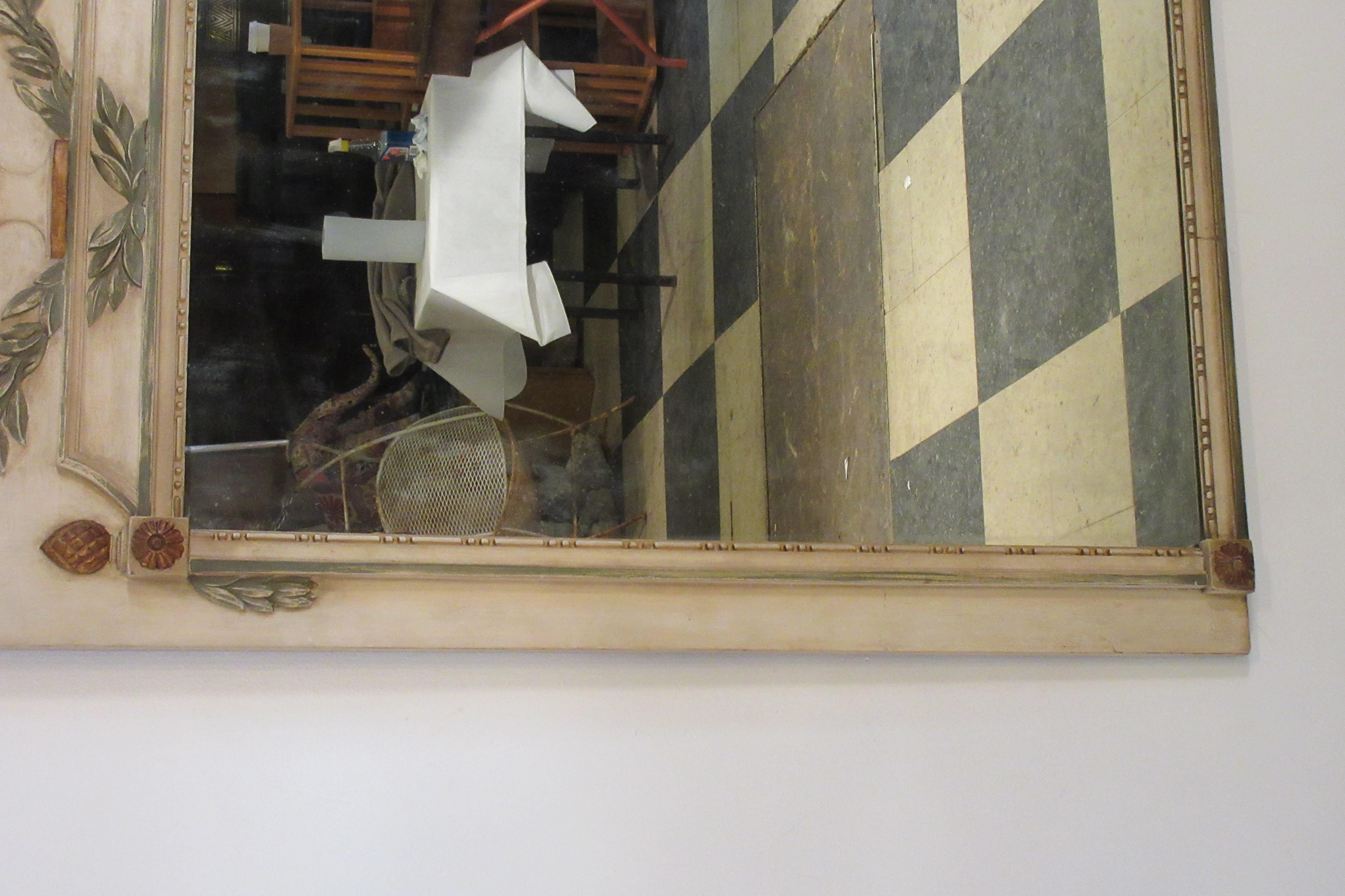 1940s French Trumeau Painted Wood Mirror 6