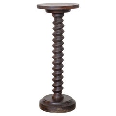 1940s French Twisted Wood Pedestal Table