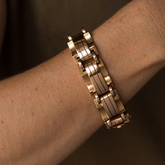 1940s French Two Color Gold Tank Bracelet