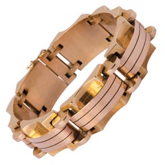 1940s French Two Color Gold Tank Bracelet