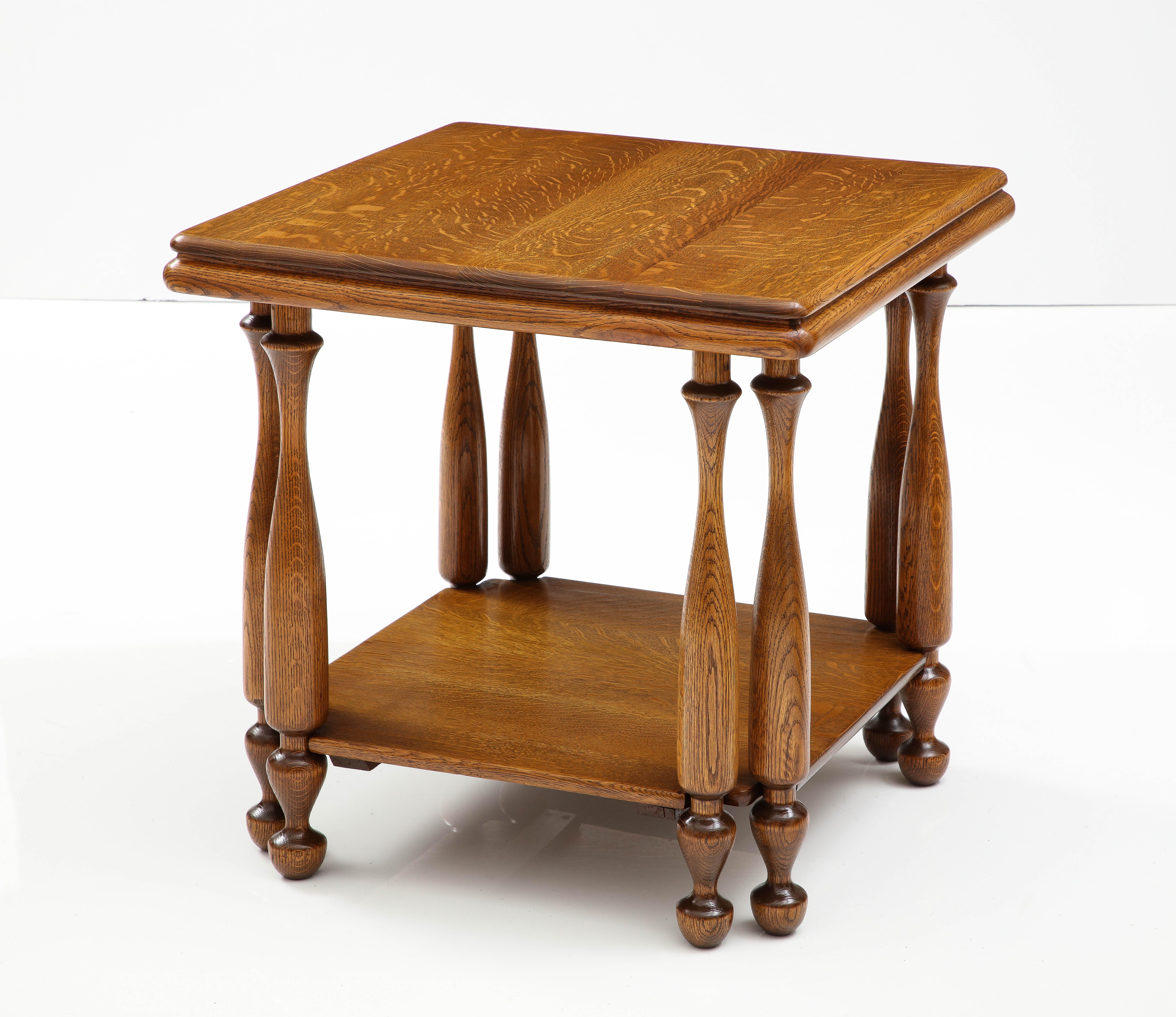 1940's French Two Tier Large Oak Side Table For Sale 5