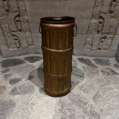 1940s French Umbrella Stand Solid Brass Faux Bamboo France