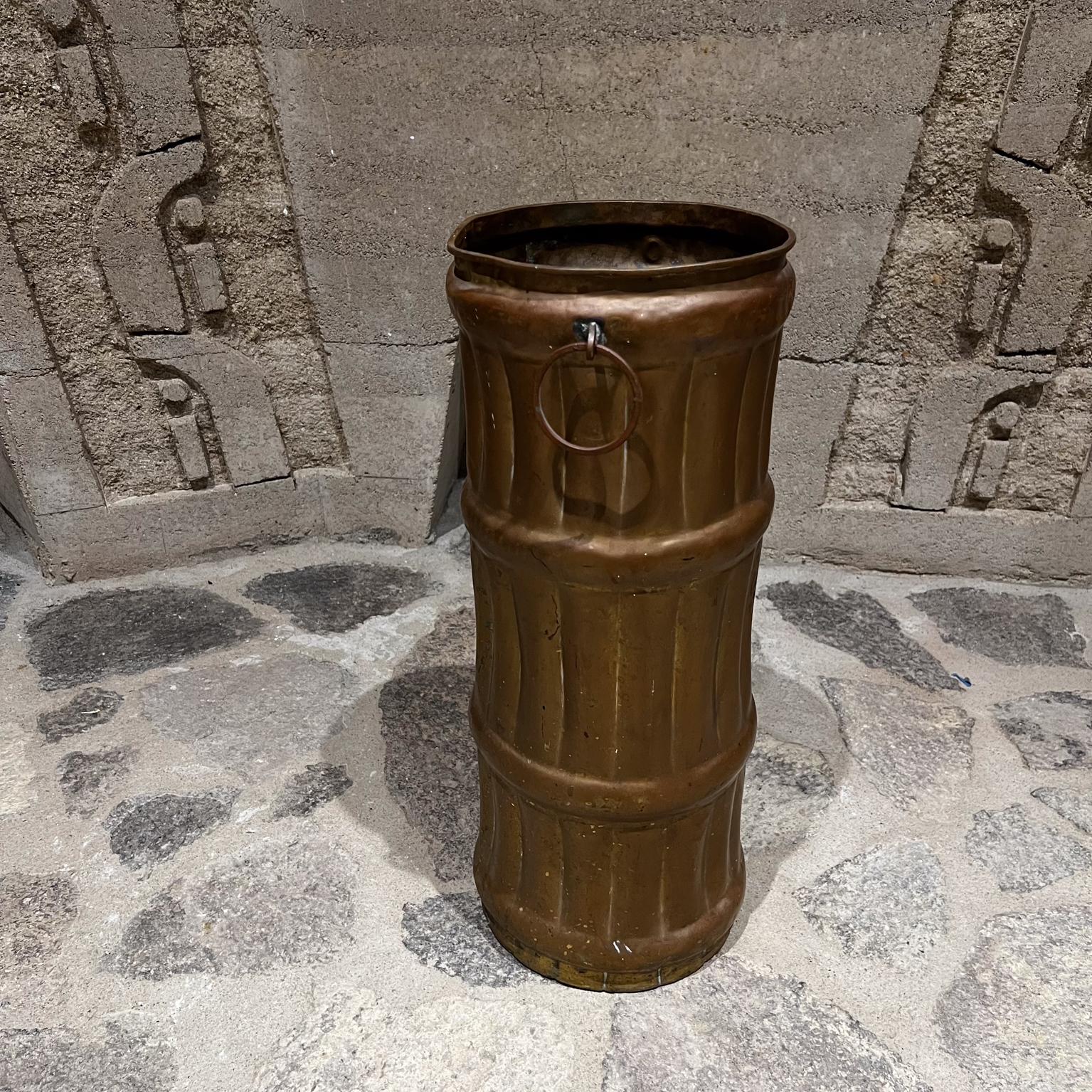 1940s French Umbrella Stand Solid Brass Faux Bamboo France For Sale 3