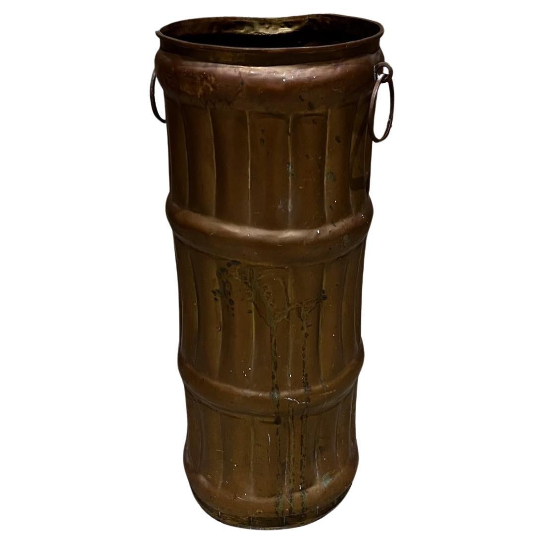 1940er Jahre Französisch Umbrella Stand massivem Messing Faux Bambus Frankreich