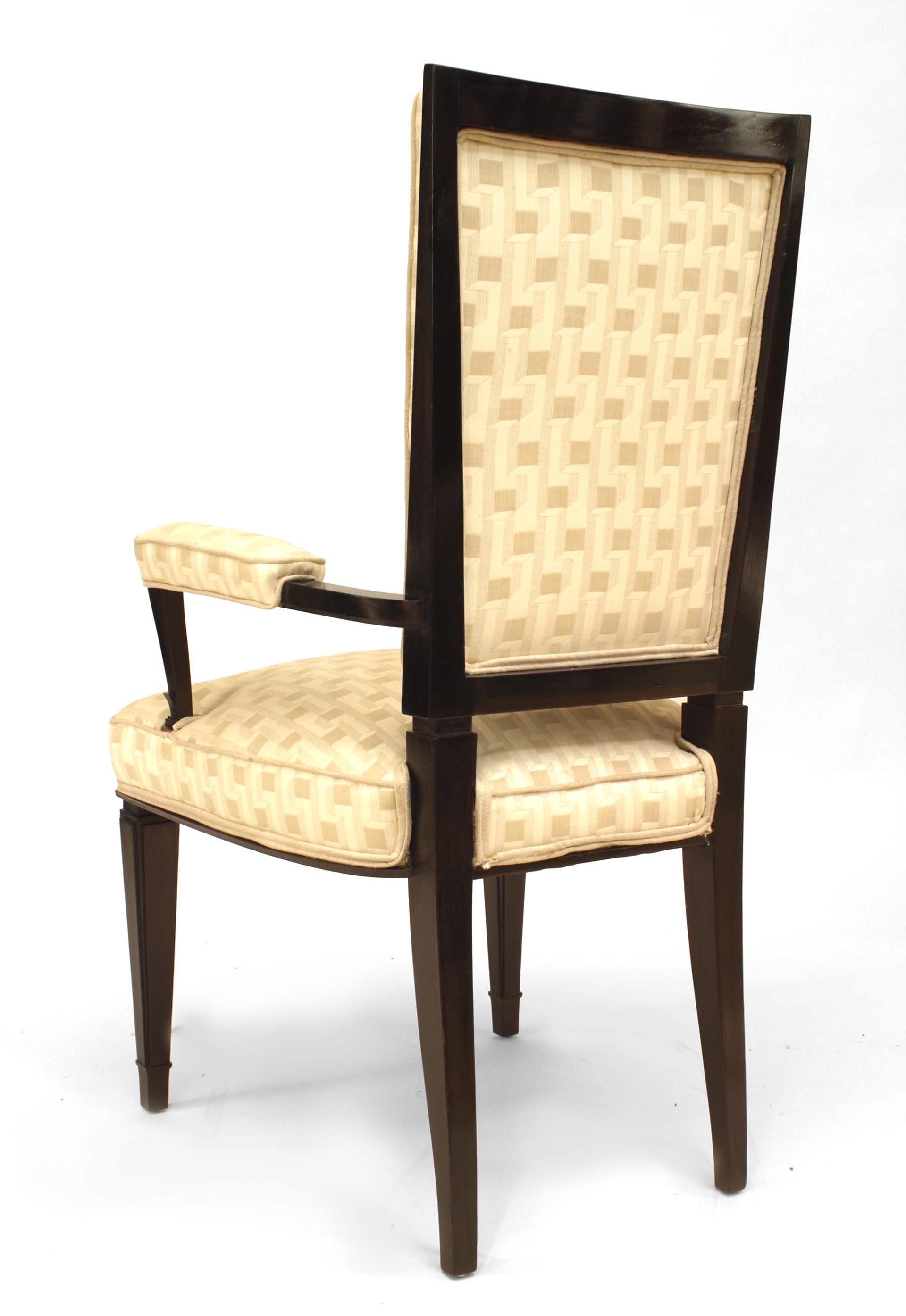 Art Deco French Ebonized Upholstered Arm Chair For Sale