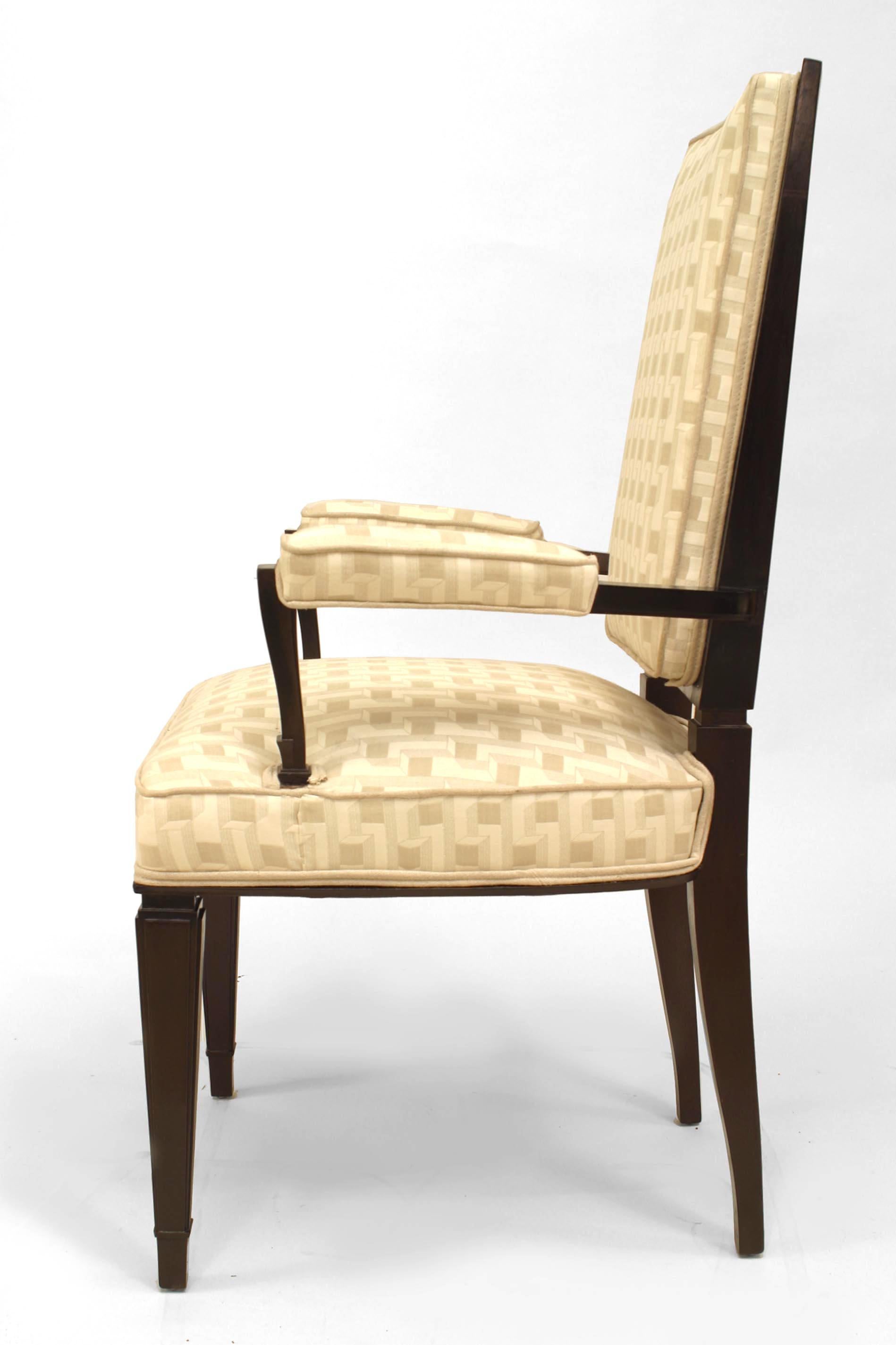 French Ebonized Upholstered Arm Chair In Good Condition For Sale In New York, NY