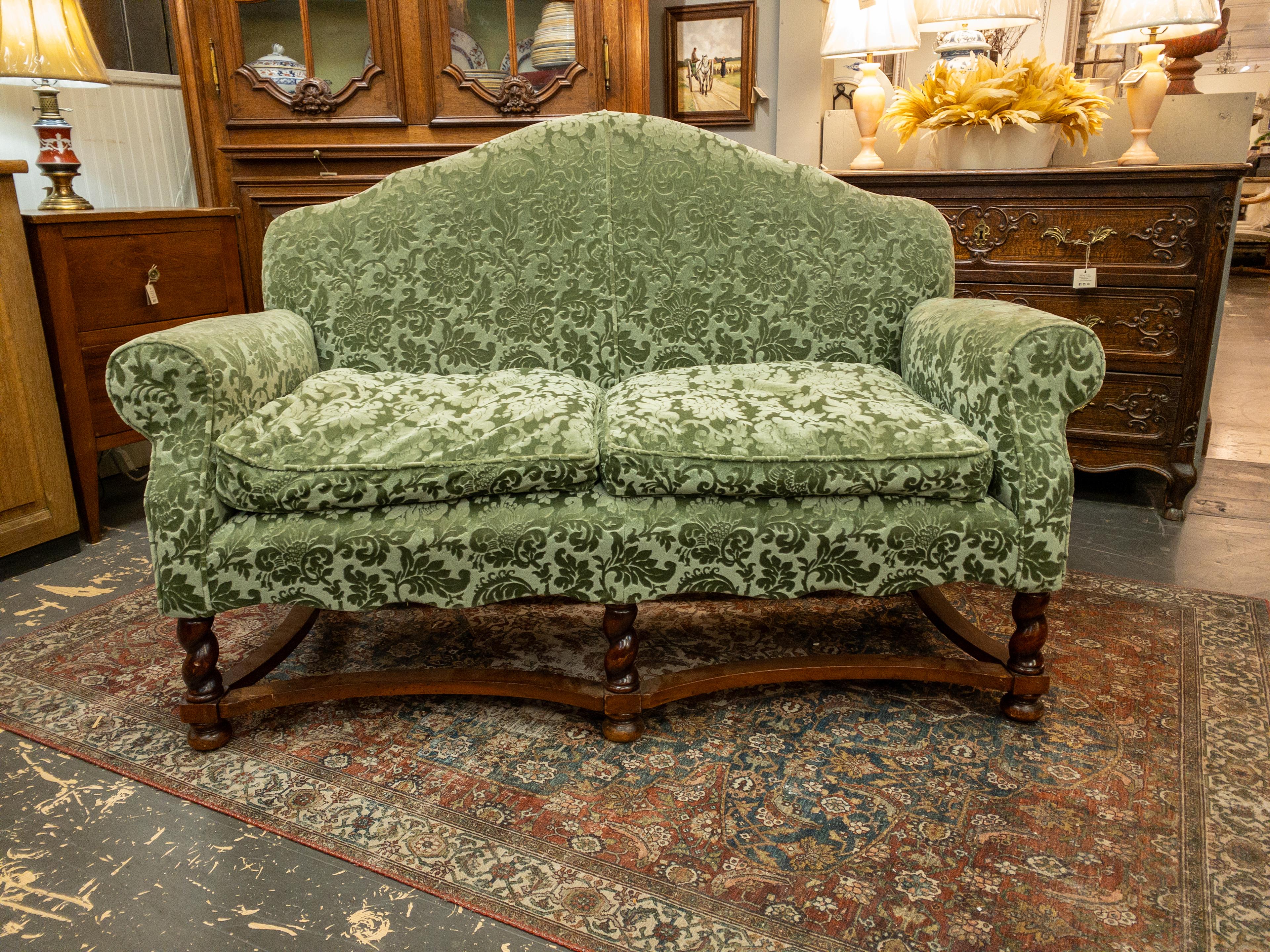 Mid-Century Modern 1940's French Upholstered Sofa For Sale