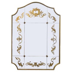 Miroir français des années 1940 à feuilles d'or églomisé
