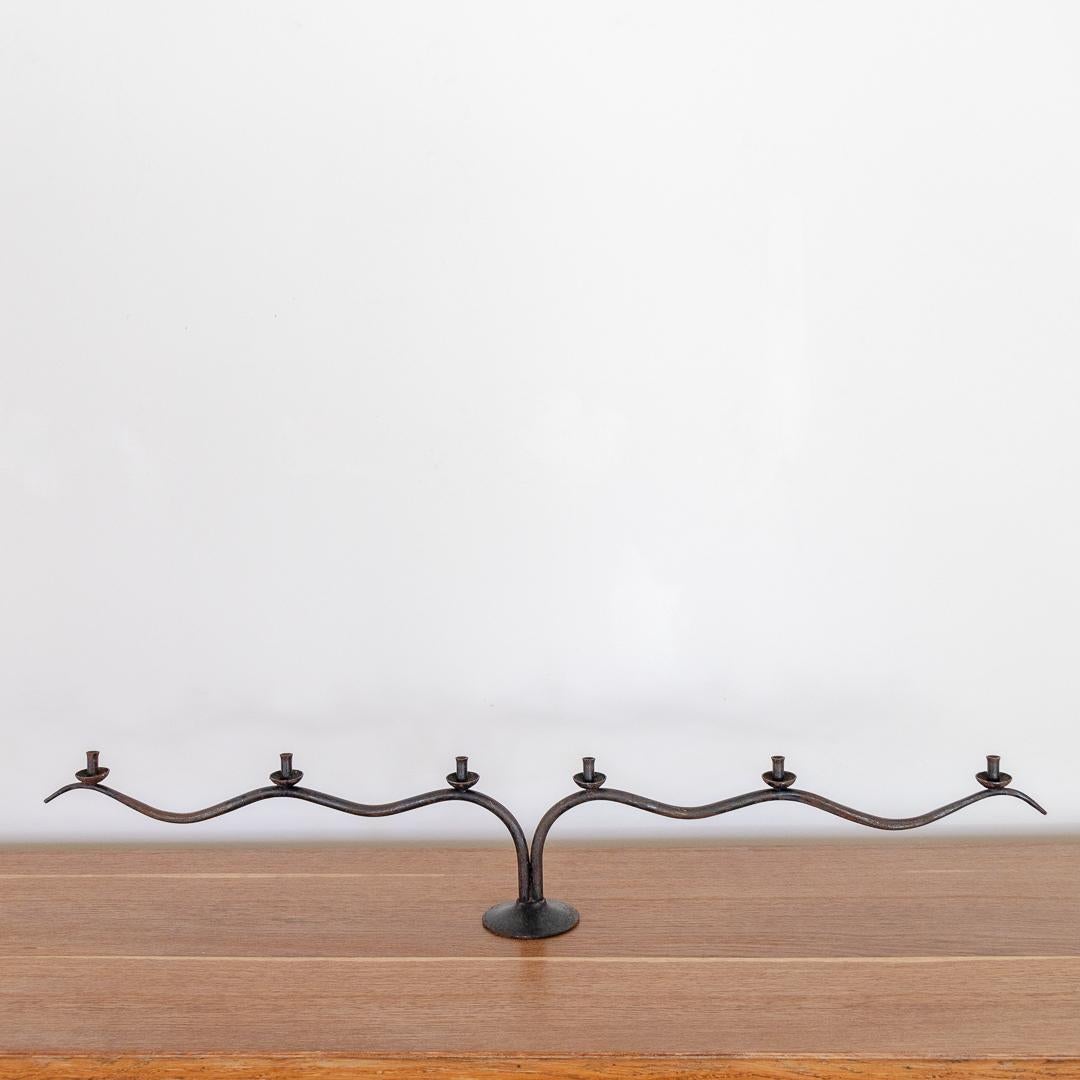 20th Century 1940's French Wavy Iron Candlestick