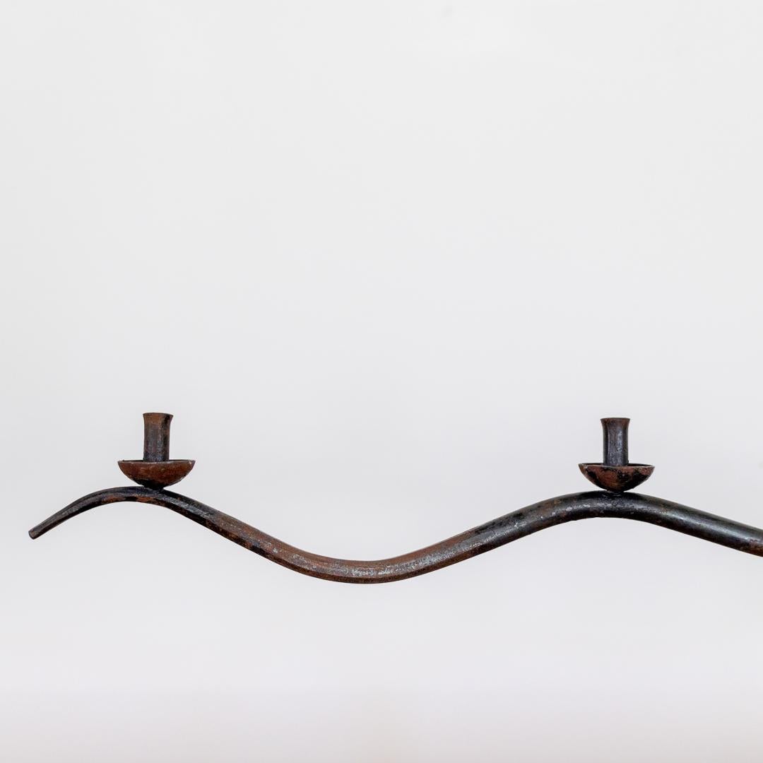 1940's French Wavy Iron Candlestick 1