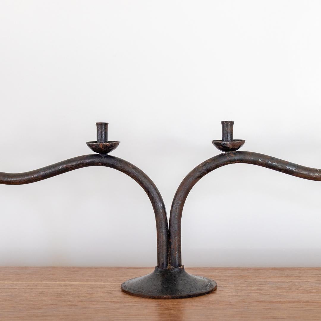 1940's French Wavy Iron Candlestick 2
